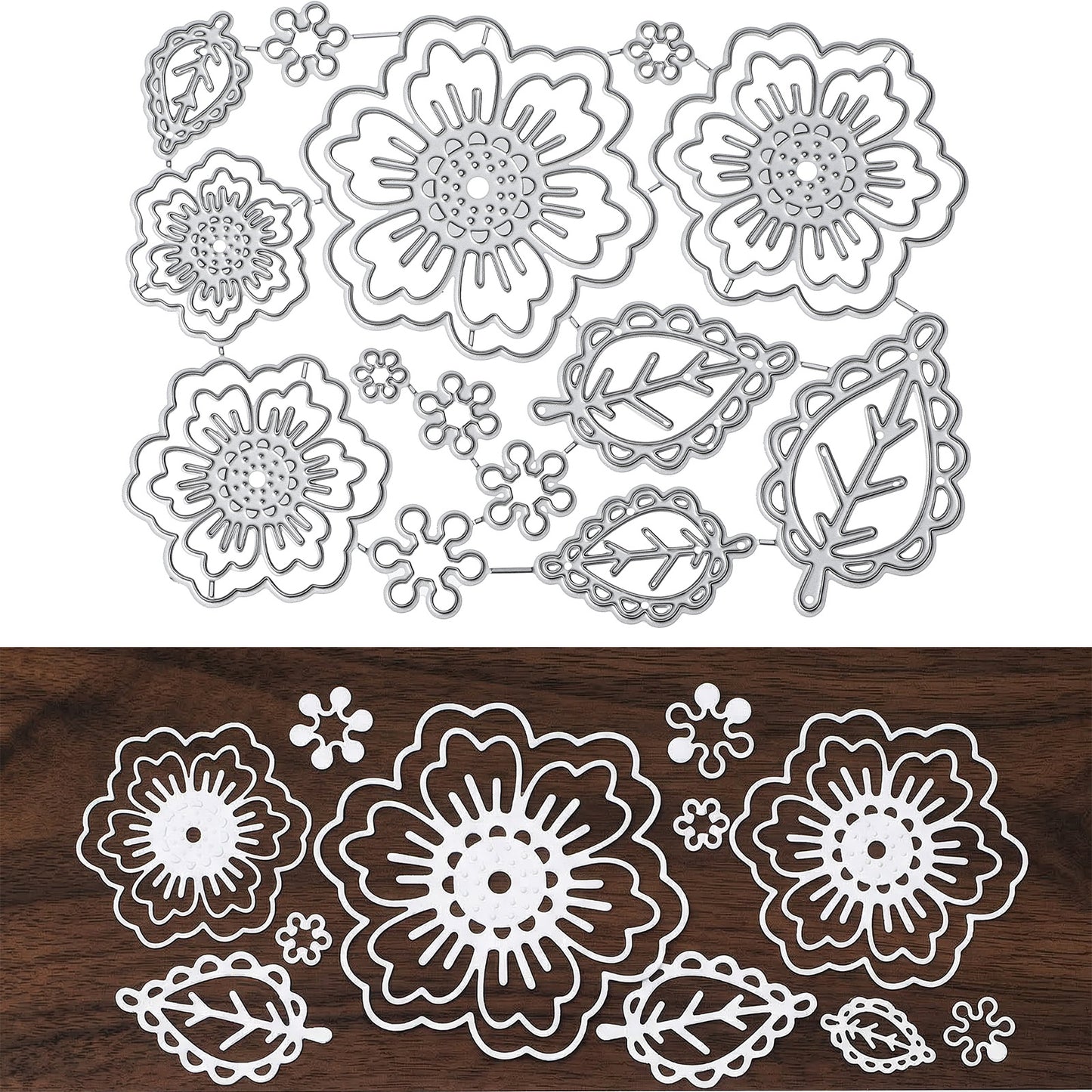 Shimmeroo 3D Rose Flower Die Cuts,Floral Leaves Cutting Dies for Card Making,Metal Dies Stencil Embossing Template for DIY Scrapbooking,Album,Paper Card,Photo
