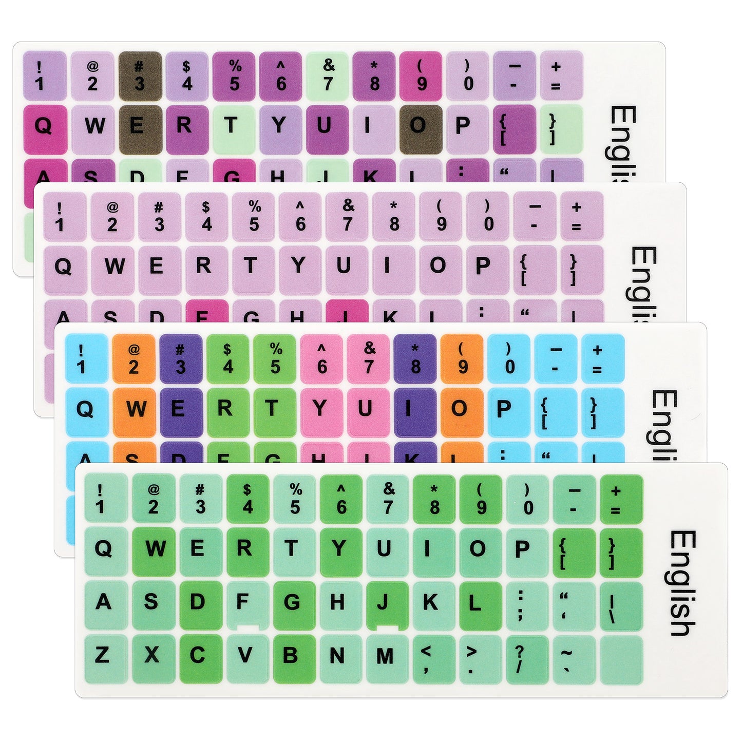 RAHHLIZS 4PCS Computer Keyboard Stickers Letter Sticker Universal English Alphabet Keyboard Stickers for Laptop Notebook Desktop with 4 Style Colors Replacement Use