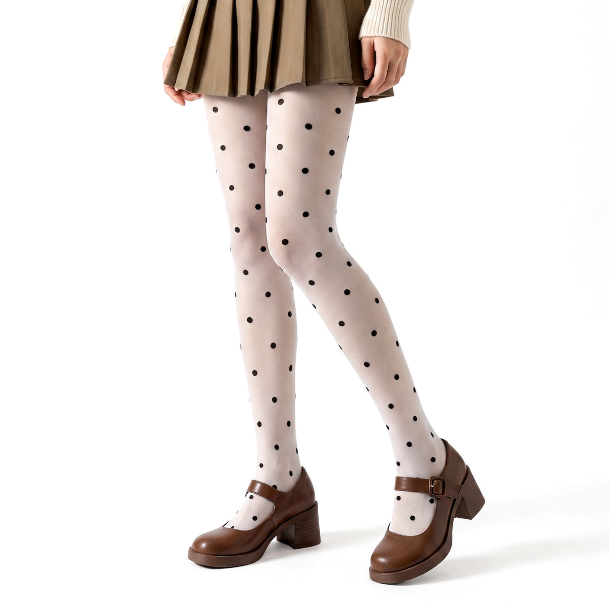 Tyqour White Polka Dot Tights Women Cute Fun Tights Y2k