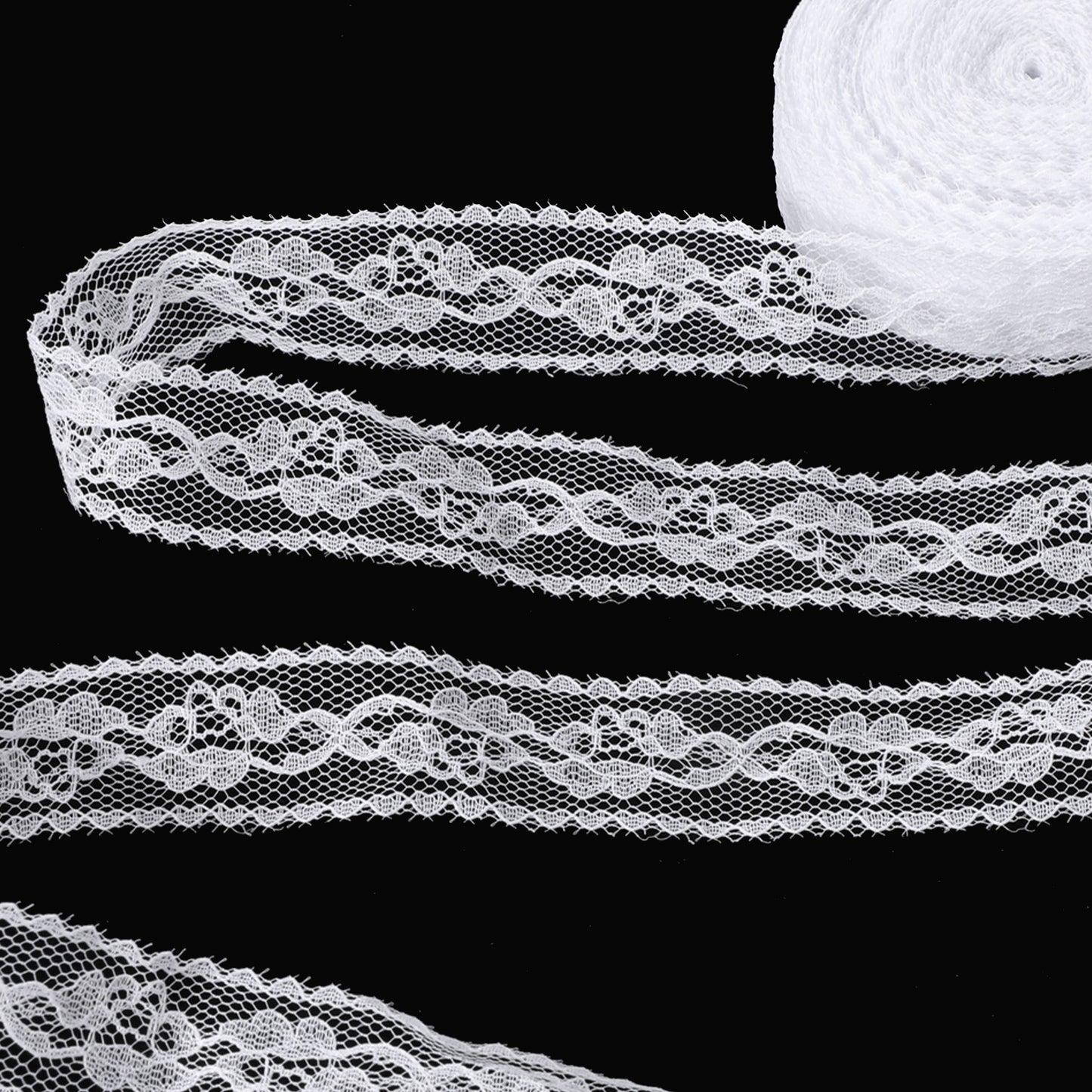 Shimmeroo 20 Yards White Lace Trim, 1 in Wide Vintage Lace Fabric Ribbon