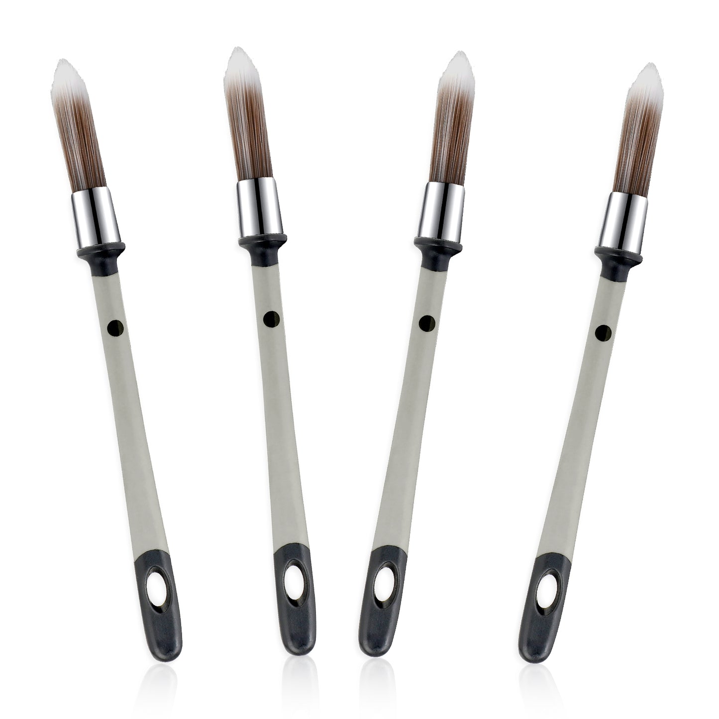 Ymapinc 4Pcs Paint Brushes for Walls, Touch Up Detail Paint Small Brushes for Painting Walls Furniture Corner Trim House Baseboard Edging (Gray Synthetic Silk & PP+TPE Bristles)