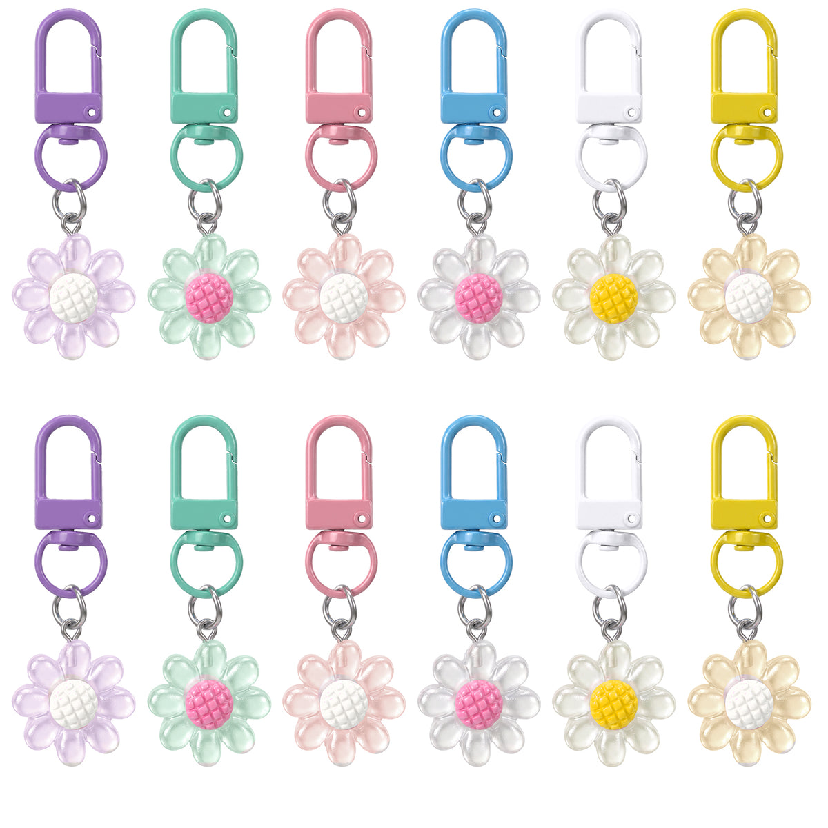 Quvvarly 12Pcs Sunflower Keyring Charms Cute Flower Keyring Bag Accessories