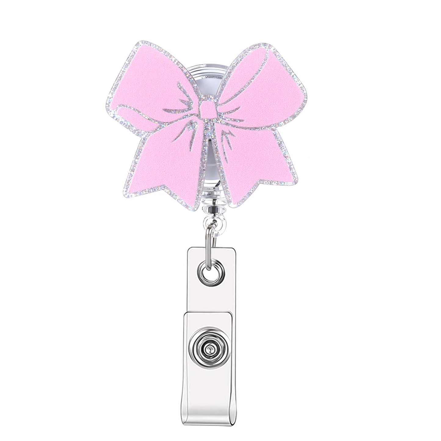 Nurse Badge Reel Cute Badge Reel Pink Bow Badge Reel for Id Card Badge Retractable Badge Holder Alligator Clip Accessories Badge Reels Nursing Student Name Badge Holders for Medical Worker Teacher