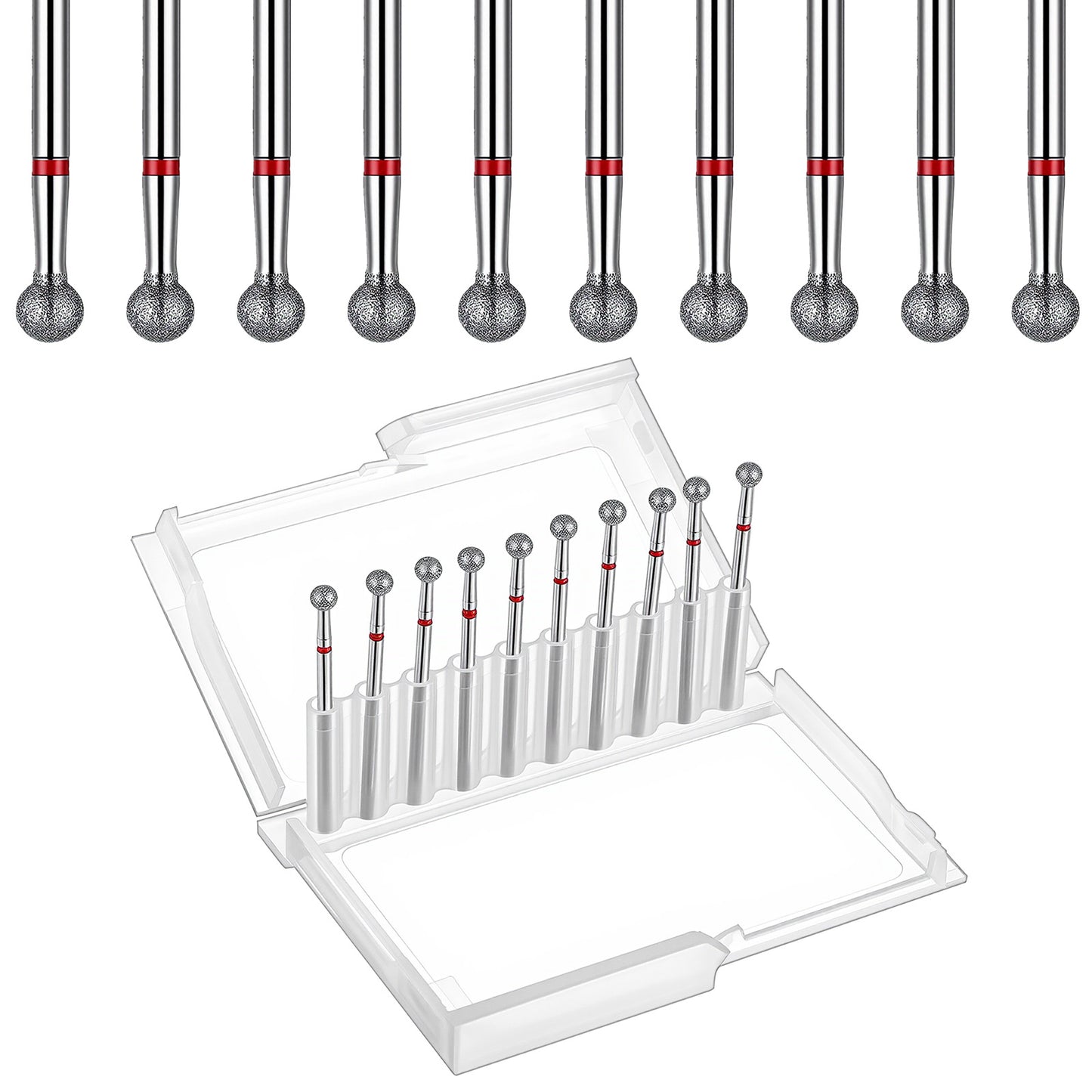Mabor 10pcs Cuticle Drill Bits Set, Nail Drill Bits for Dead Skin Removal, Two-Way Rotate Ball Tip for Professional Manicure Pedicure Tools