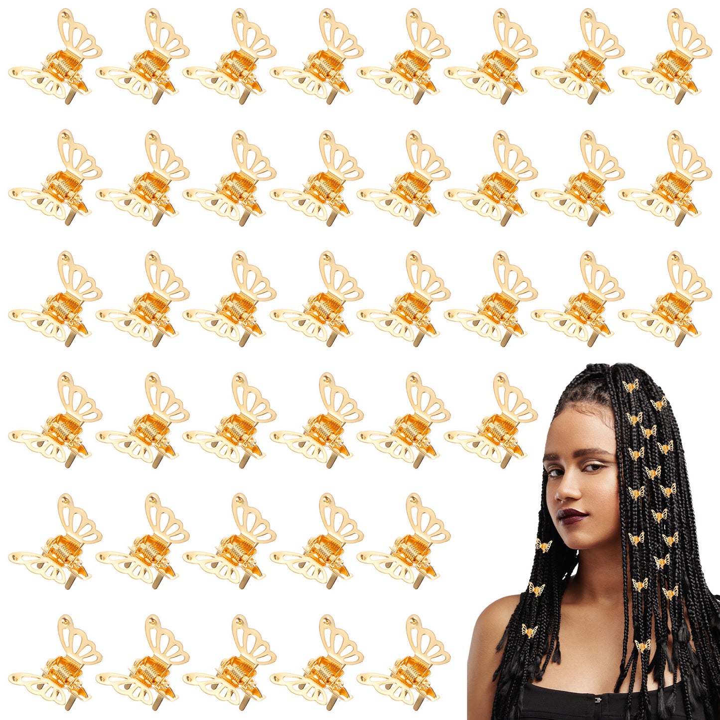 40 Pcs Gold Butterfly Hair Clips Small Butterfly Hair Clips Glitter Fluttering Mini Claw Clip Hollow Butterflies Small Metals Strong Hold Clip Y2k 90s 2000s Mini Tiny Cute Accessories for Girls Women