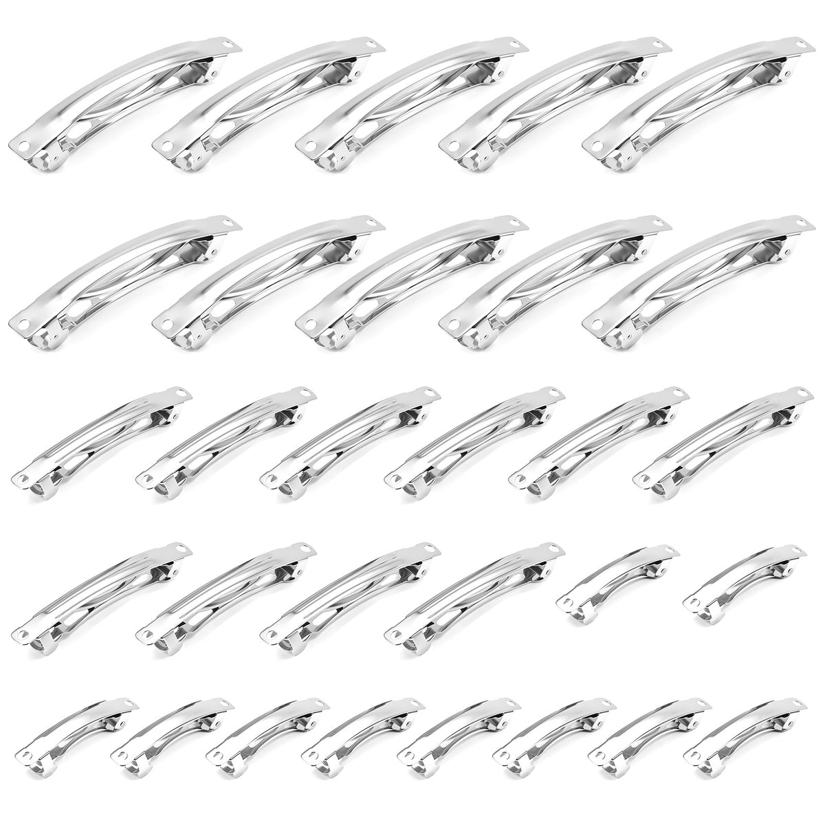 30Pcs French Barrette Hair Clips for Crafts Automatic Spring Clip Barrette