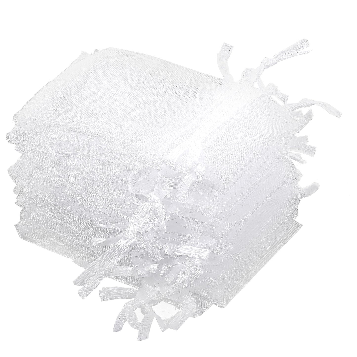 100pcs Organza Bags 2x3, Small Mesh Bags Drawstring, Jewelry Bag Drawstring, White Sheer Gift Pouches for Wedding Party Favors, Christmas, Valentine's Day, and More