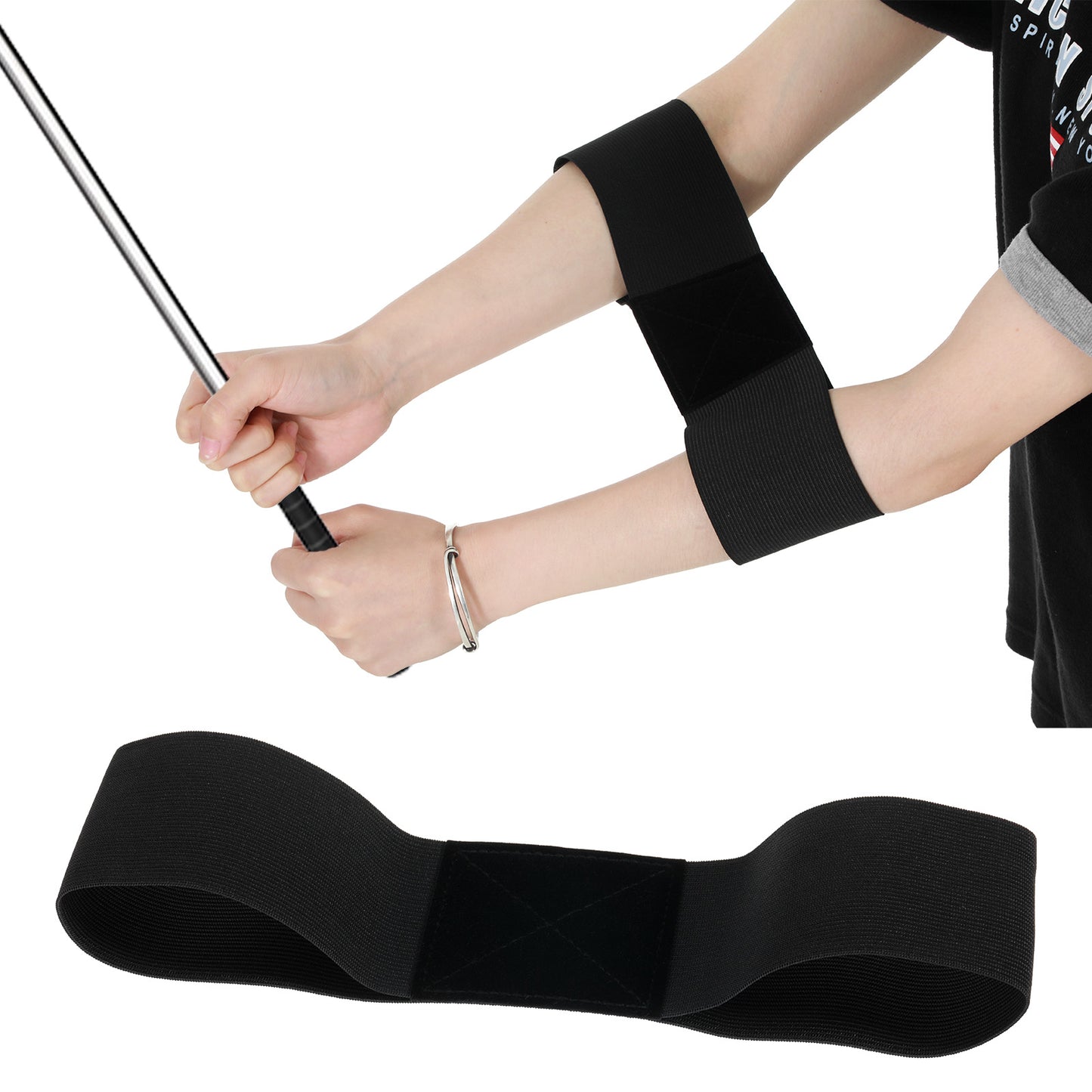 Mabor 1Pcs Swing Band Golf, Elastic Nylon Golf Connection Band, Golves Arm Bands Training Aid for Beginners and Pros, Black