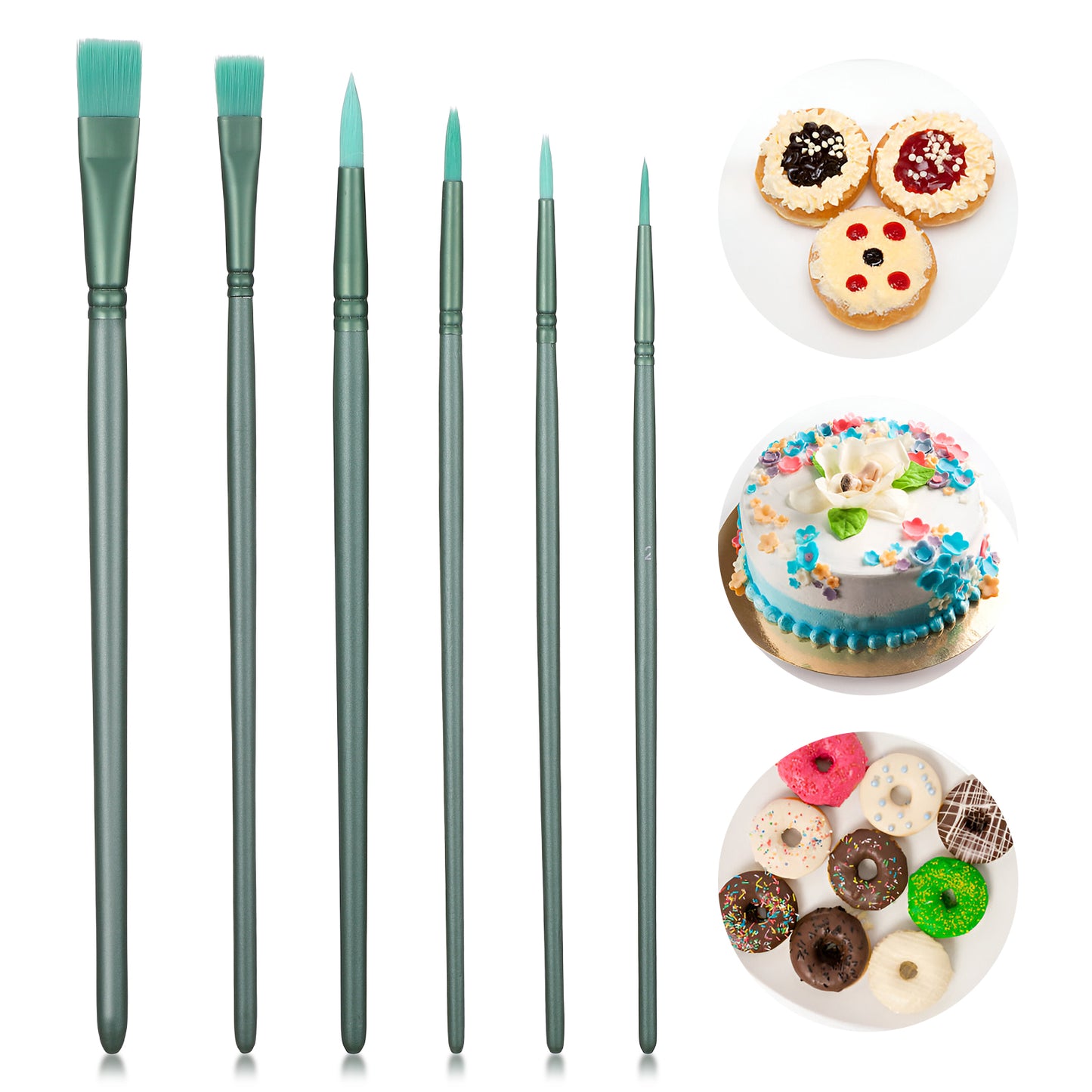 6PCS Paint Brushes Set for Acrylic Painting, Watercolor Brushes, Acrylic Brush for Oil Watercolor, Miniature Detailing, And Rock Painting Artists and Beginner Kits (Green)