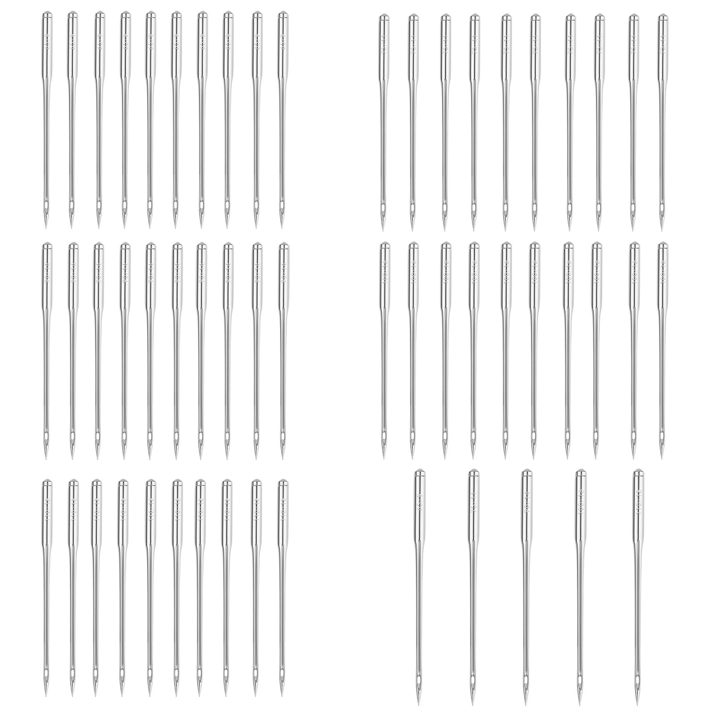 50 Pcs Universal Sewing Machine Needles 5 Sizes Heavy Duty Sewing Machine Needle for Thick Fabric Including Canvas Leather Embroidery Jeans Women Handicraft Lovers Festival Gifts Silver