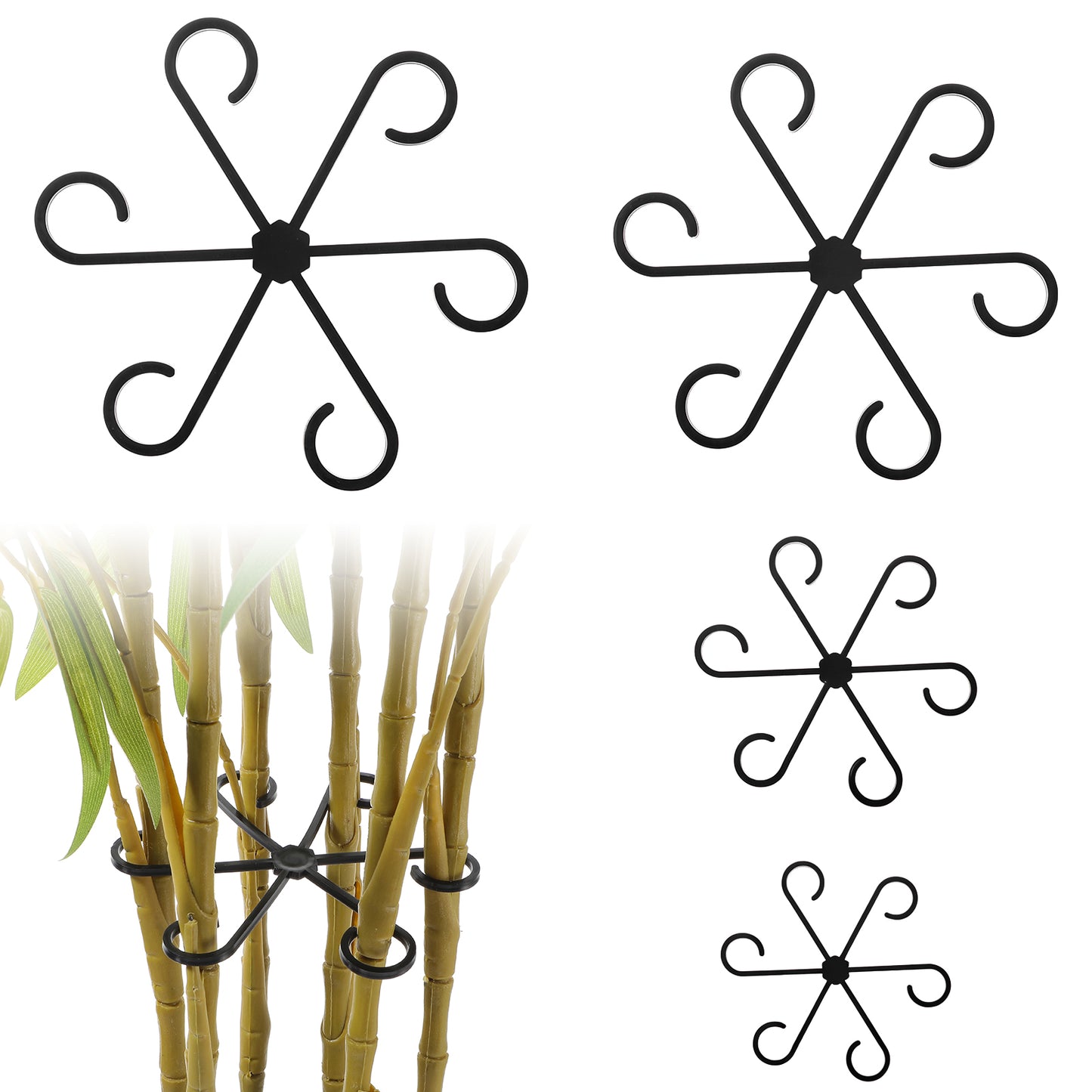 8PCS Plant Support Stakes for Indoor Plants, Acrylic House Pothos Plant Climber Support Flower Stem Supports Pole Sticks Holders Reusable Plant Trellis Hook Growth Accessories for Plants(Black)