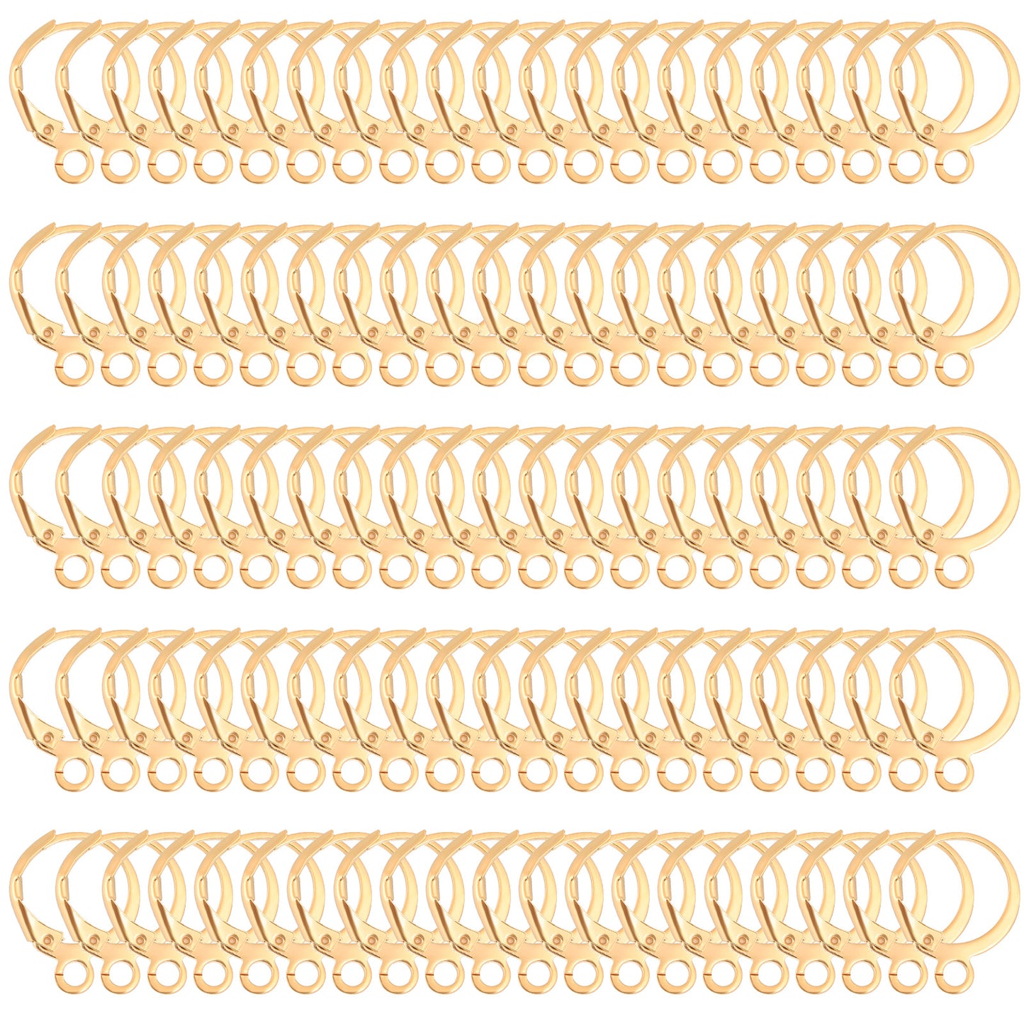 100 Pcs Earring Hooks for Jewelry Making Leverback Earring Hooks Stainless Steel Round Lever Back Clasp Hoop French Ear Wire Leverbacks Hook Leverback Earring Findings (Gold)