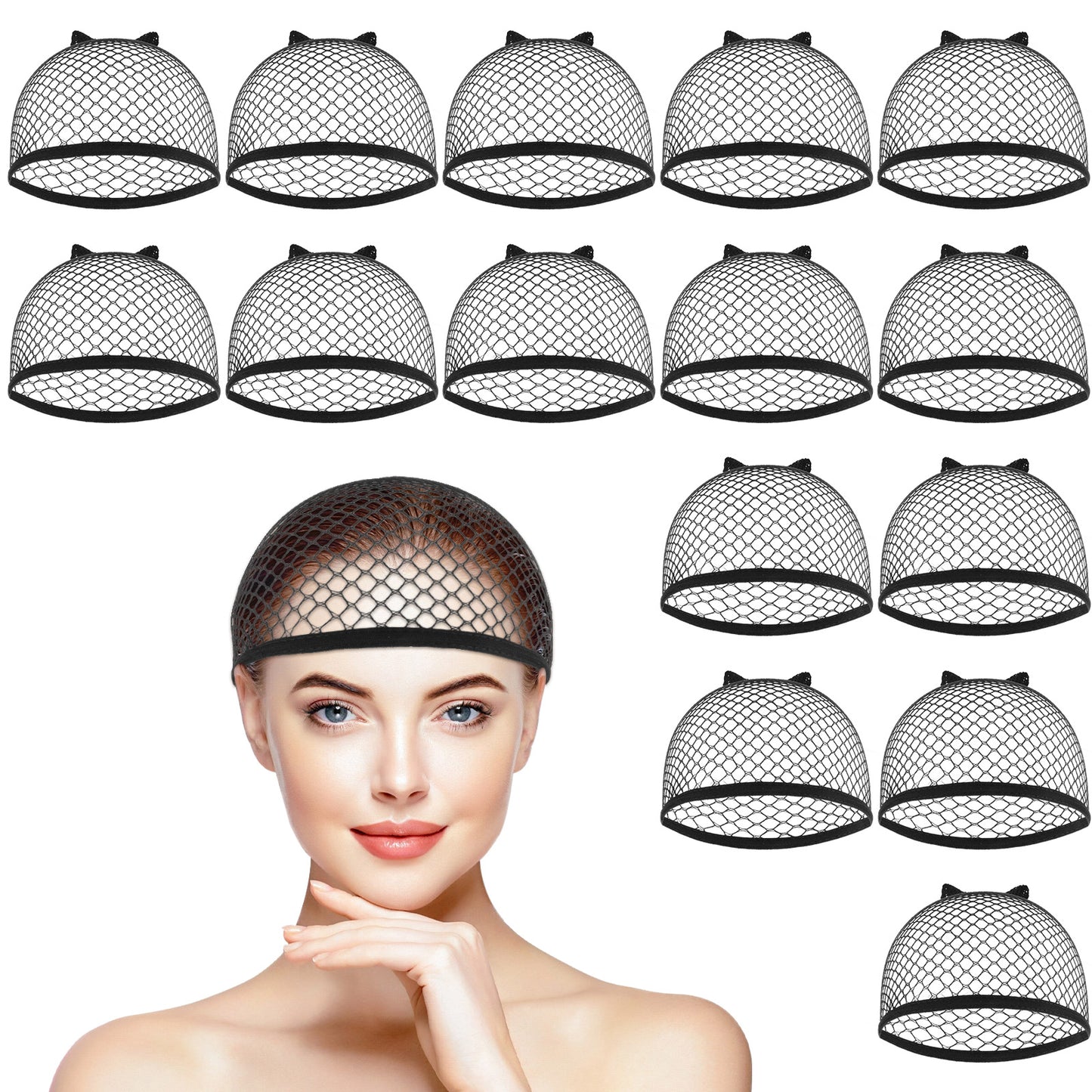 15 Pcs Mesh Wig Caps for Women, Men, Kids, Black Wig Cap Net Nylon Hair Net for Lace Front Wigs Nylon Hair Nets for Lace Front Wigs, Stretchable Closed End Design for Halloween, Cosplay