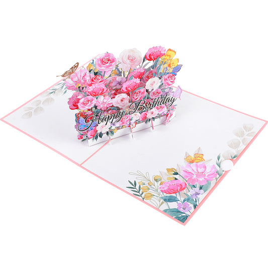 Tyqour Pop Up Birthday Card 3D Flower Birthday Pop Up Card Greeting Card with Envelop Blank Note Birthday Gift for Women Wife Girl Mom Daughter Sister(All Ages)