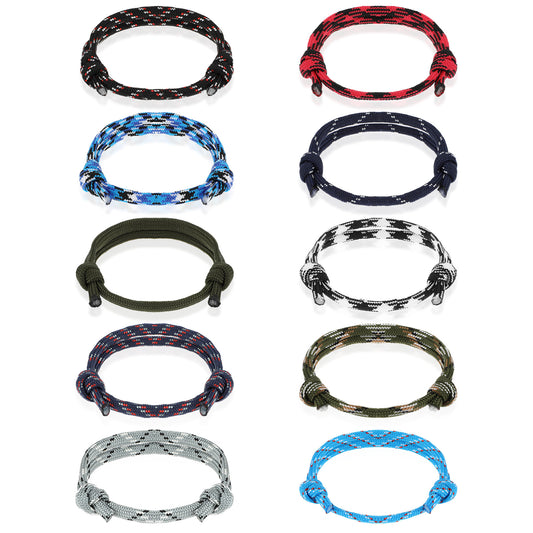 Ymapinc 10pcs Colorful Handmade Braided Bracelets for Men, Paracord Friendship Bracelet, Summer Beach Adjustable Size(10 Colors) Boys Girls & Teens