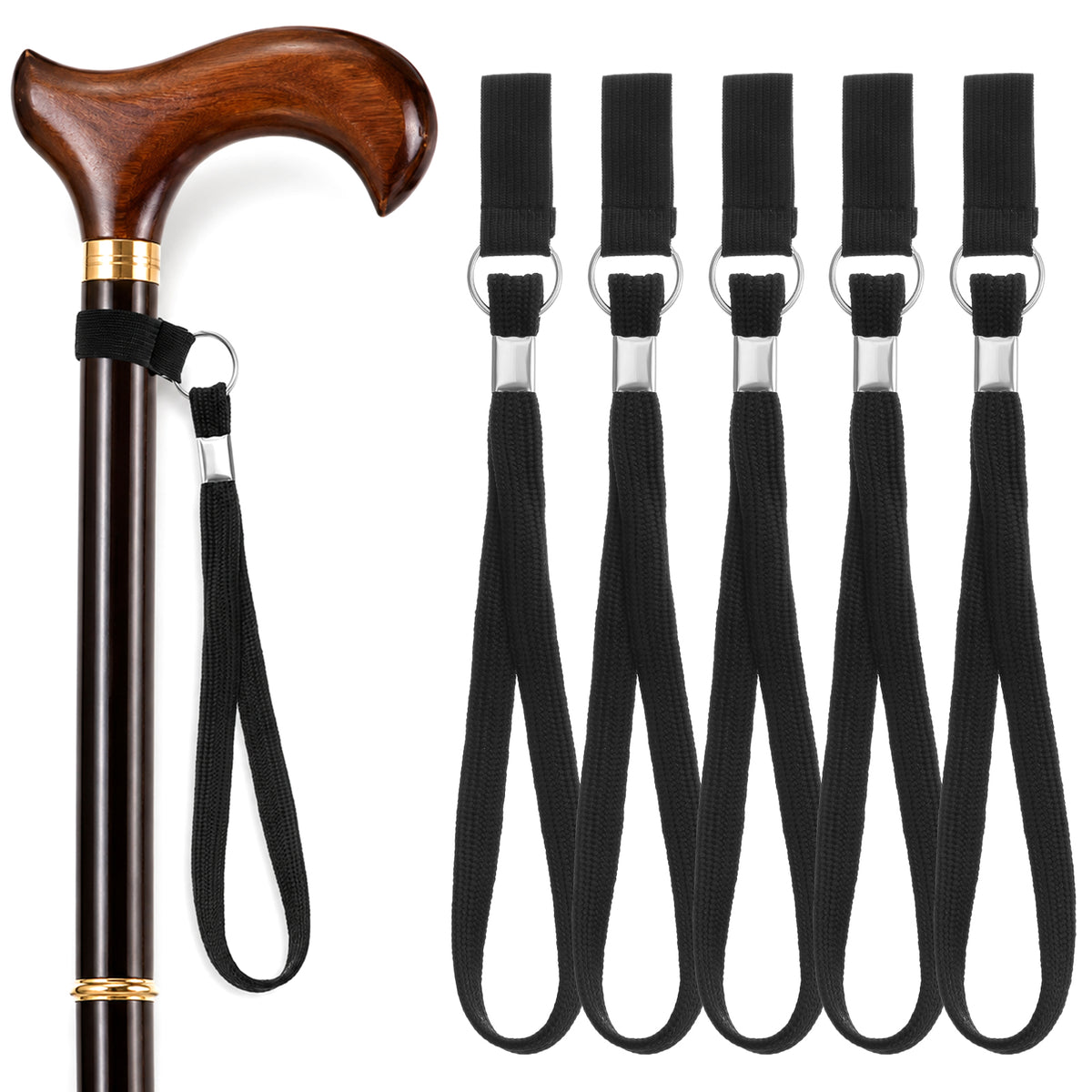 MEUYSIAC 5PCS Walking Cane Wrist Strap Replacement Black