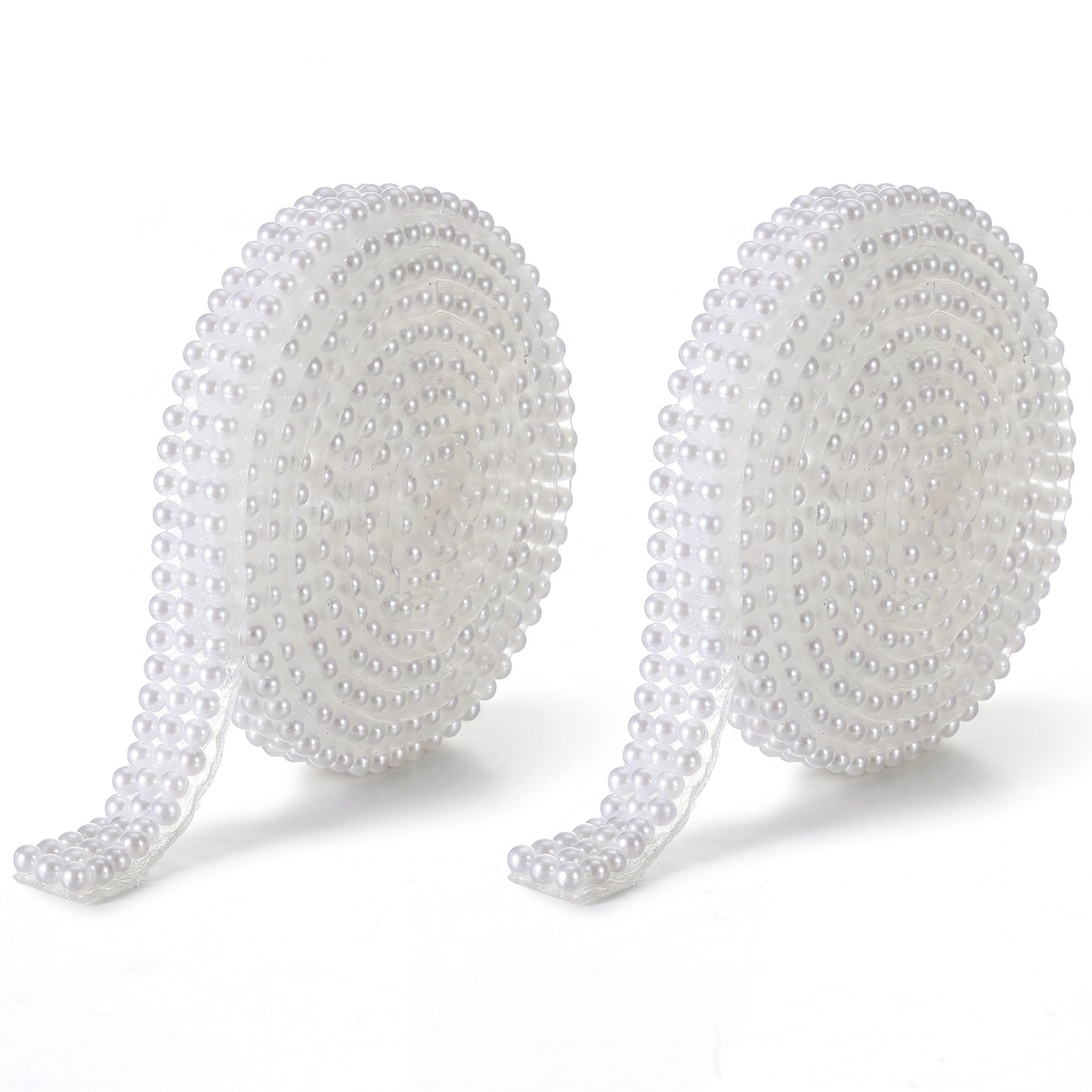 Nogeqi 2 Yards Self Adhesive Pearl Ribbon, Adhesive Pearl Strips Tape Trim for Crafts, Decorative Stick-On Pearls Wrap Roll Stickers for DIY Crafts Wedding Birthday Party Decoration