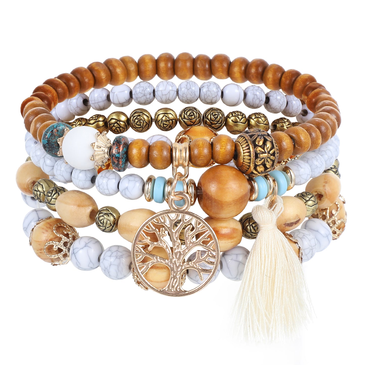 Shimmeroo Boho Bracelets for Women,Wooden Beads Stackable Bracelets Friendship Elastic Bracelet for Women Christmas Birthday Boho Jewelry Gifts
