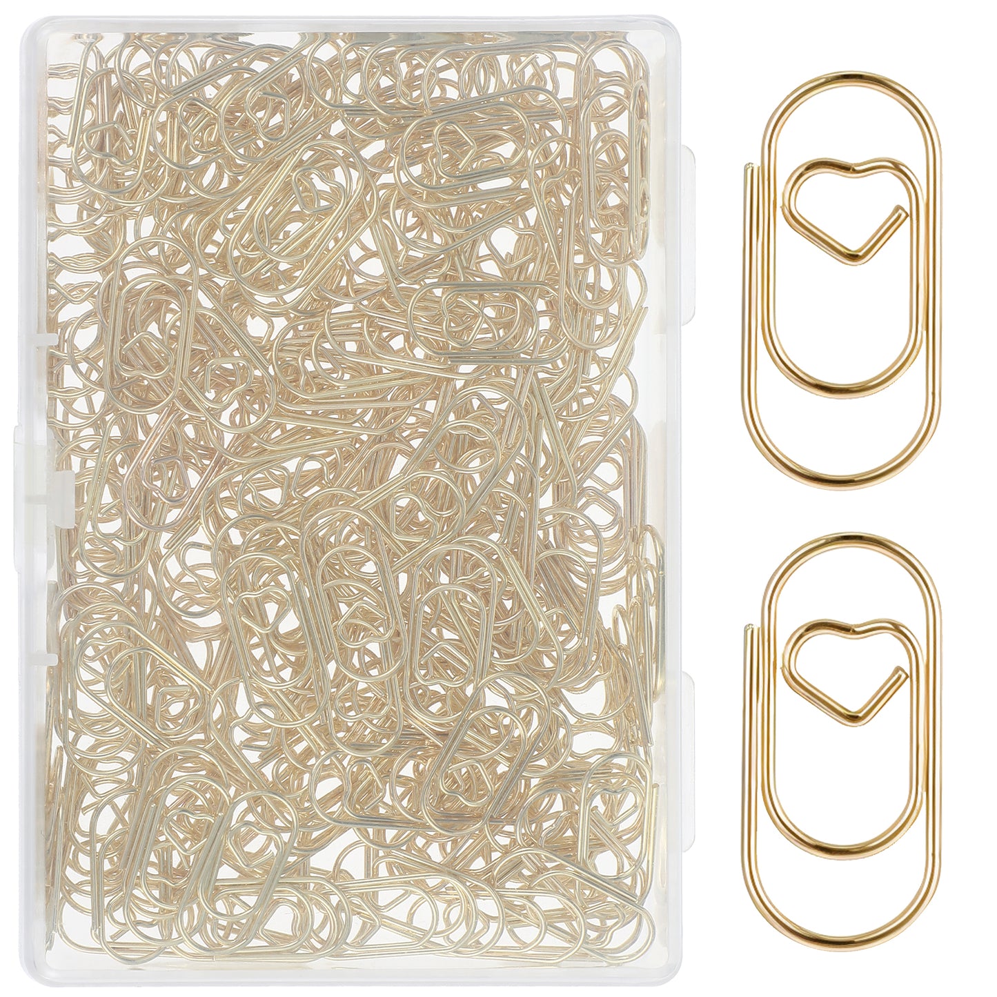 Ymapinc 200 Pcs Small Gold Heart Shaped Paper Clips, Mini Paperclips for DIY Wedding Invitation Aesthetic Office Supplies Home Paper Craft Accessories(Steel Wire)