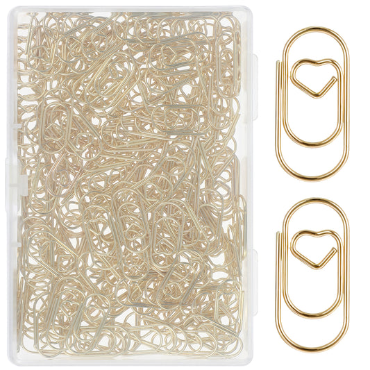 Ymapinc 200 Pcs Small Gold Heart Shaped Paper Clips, Mini Paperclips for DIY Wedding Invitation Aesthetic Office Supplies Home Paper Craft Accessories(Steel Wire)