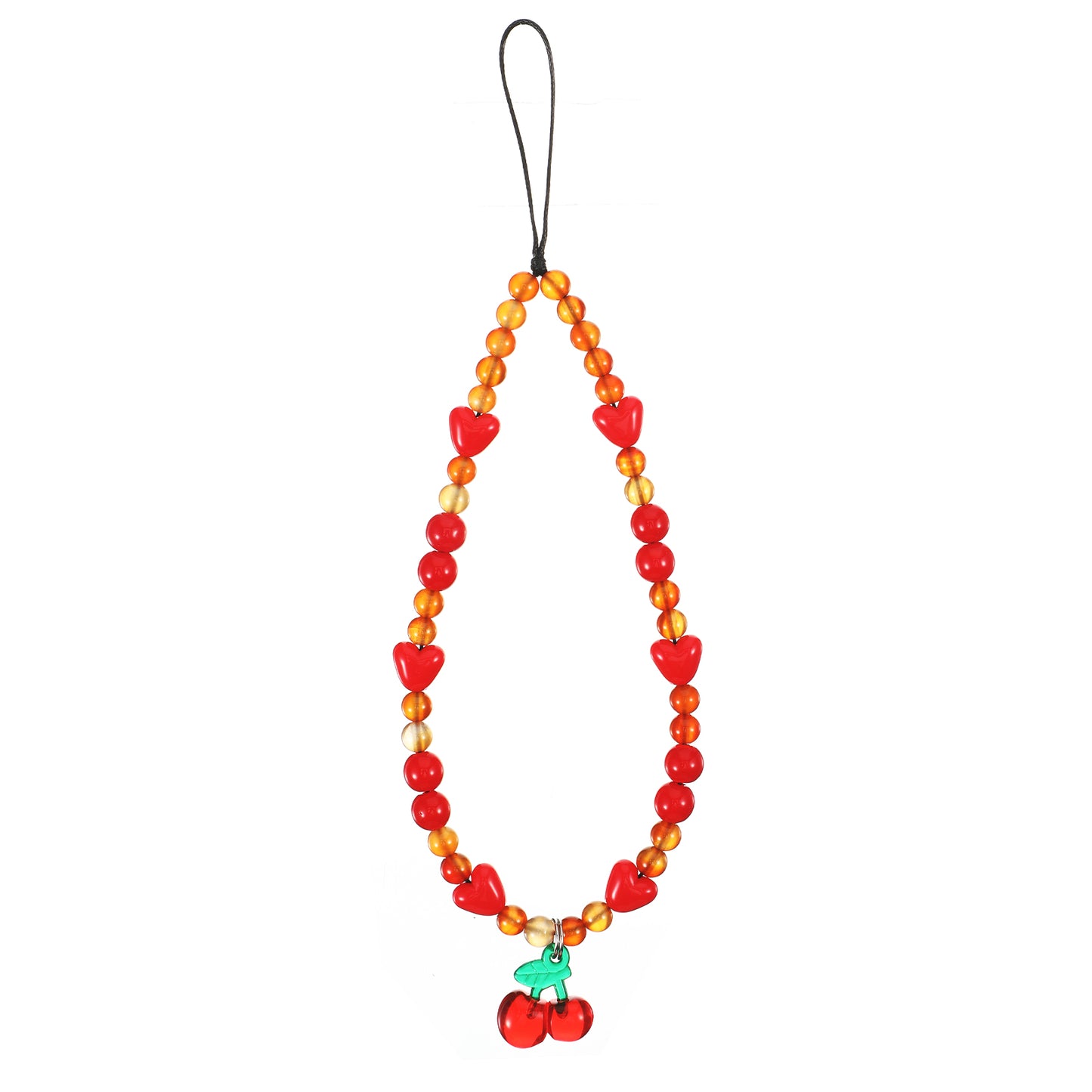 Xinjoduz Cherry Phone Charm Strap, Cute Beaded Wristlet Strap for Phones, Universal Phone Chain Wristlet with Cherry Charms, Phones Wrist Straps for Women