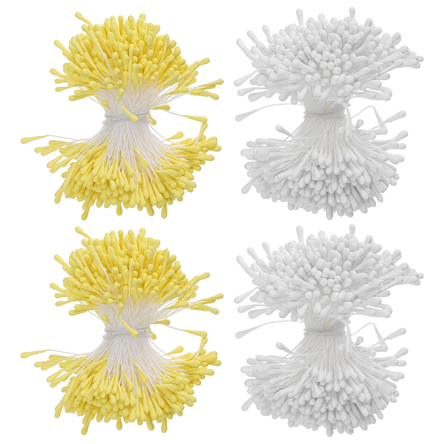 Matwsec 1600PCS 2mm Stamens for Flowers Making Flower Stamens for Crafts Yellow Pearl Double Heads Flower Stamen for Artificial Flowers Wedding Scrapbook Christmas Card Decoration