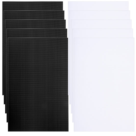 Xindojuz 10 Sheets Black & White Fursuit Eye Mesh, 0.5mm Waterproof Printable PVC Plastic Eye Mesh Sheet Nets for Furry Cosplay, Props, Fursuits Handicrafts Making Sculpting (11.8"x7.8")