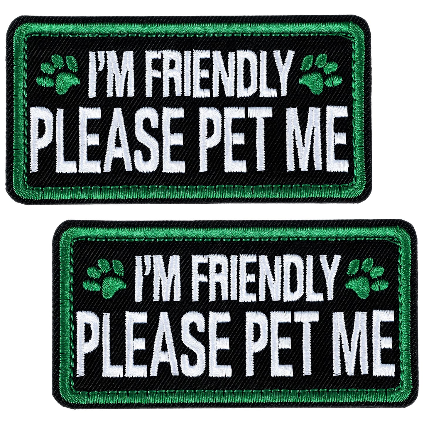 2 PCS Removable Hook Loop Service Dog Patches, Ymapinc I'm Friendly Please Pet Me Embroidered Patches for Service Dog Harness & Vest, Collars & Leashes