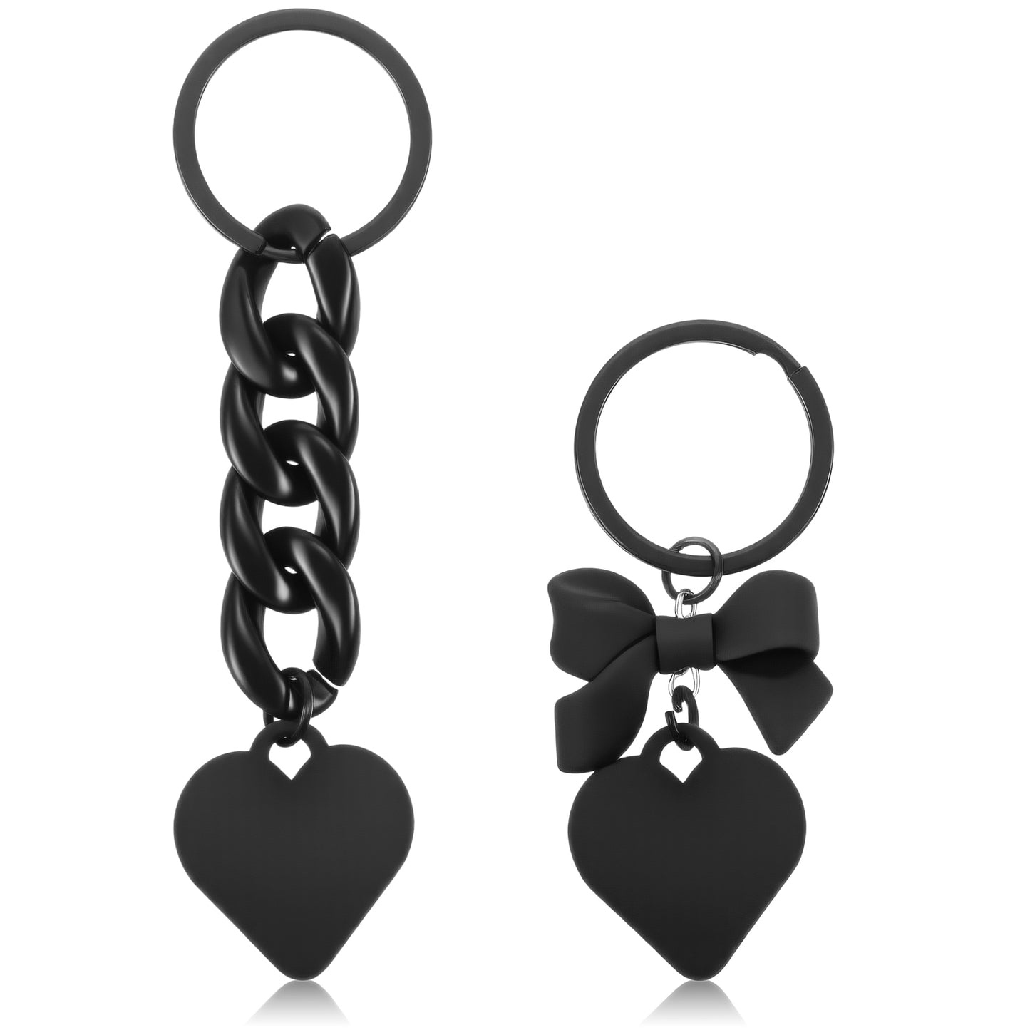 Matwsec 2 Pcs Heart Keychain Black Bag Charms Bow Keychain for Purse - Cute Bag Charms for Women Girls - Bow Key Chain Novelty Keychains Black Purse Accessories