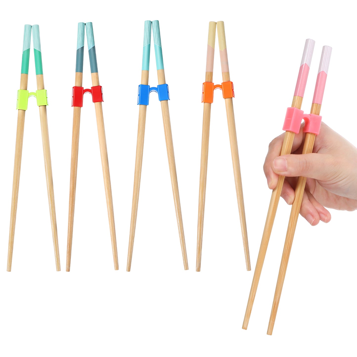 Mabor 5 Pairs Chopstick Helpers, Training Chopsticks for Beginners & Adults, Colorful Learning Aid with Clips