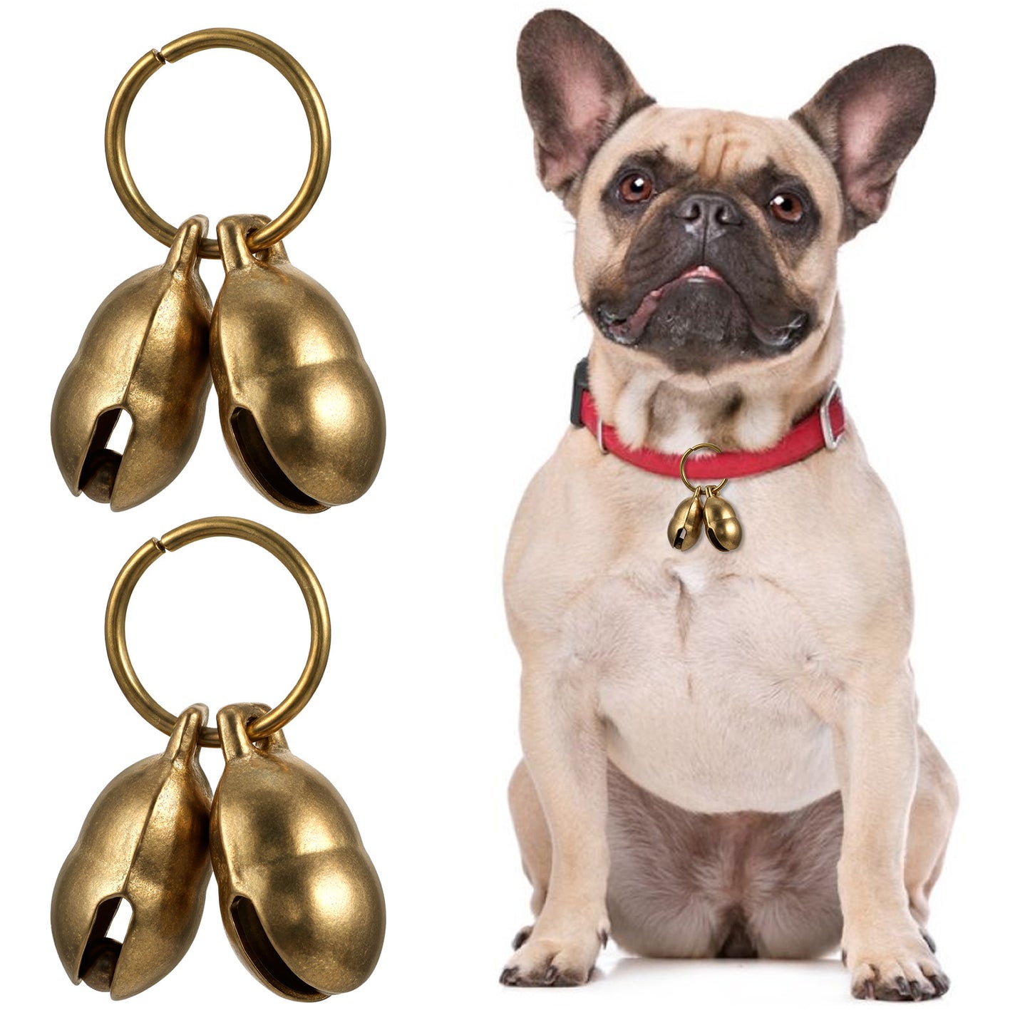 Matwsec 2PCS Copper Bell for Dog Collar, 0.7 Inch Brass Dog Collar Bell for Pet Tracking Anti Lost Training, Cat Bells for Pets Pendant Accessories Anti Theft Bells for Little Dogs and Cats (Small)