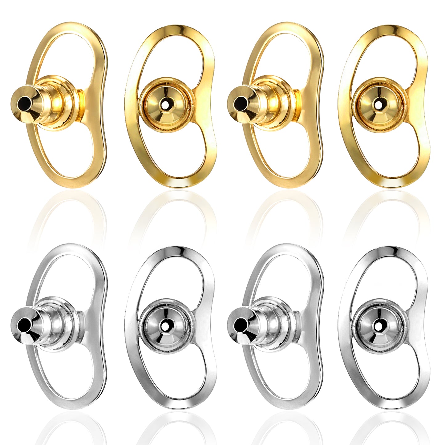 Xinjoduz 8 PCS Earring Backs for Droopy Ears, Pig Nose Shape Tight Earring Backs Replacements Locking Secure Earring Backs Lifters No-Irritate Earring Backs for Heavy Earring Studs(Gold & Silver)
