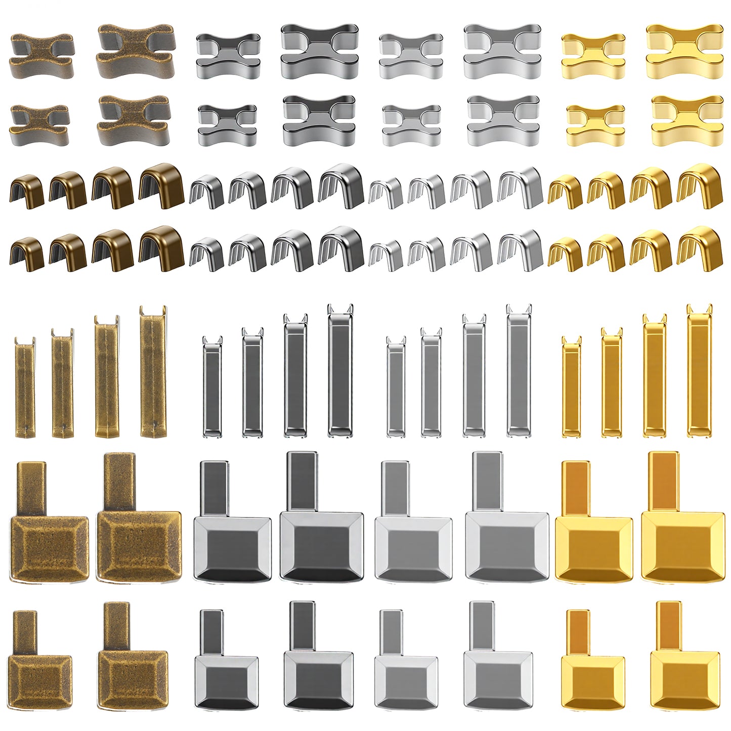 Nogeqi 80PCS Zipper Stops, Metal Zipper Repair Kit Replacement, Zippers Stopper Latch Slider Retainer for Bags Backpacks Coats Jackets Jeans, 4 Sizes (#3, #5, #8, #10)