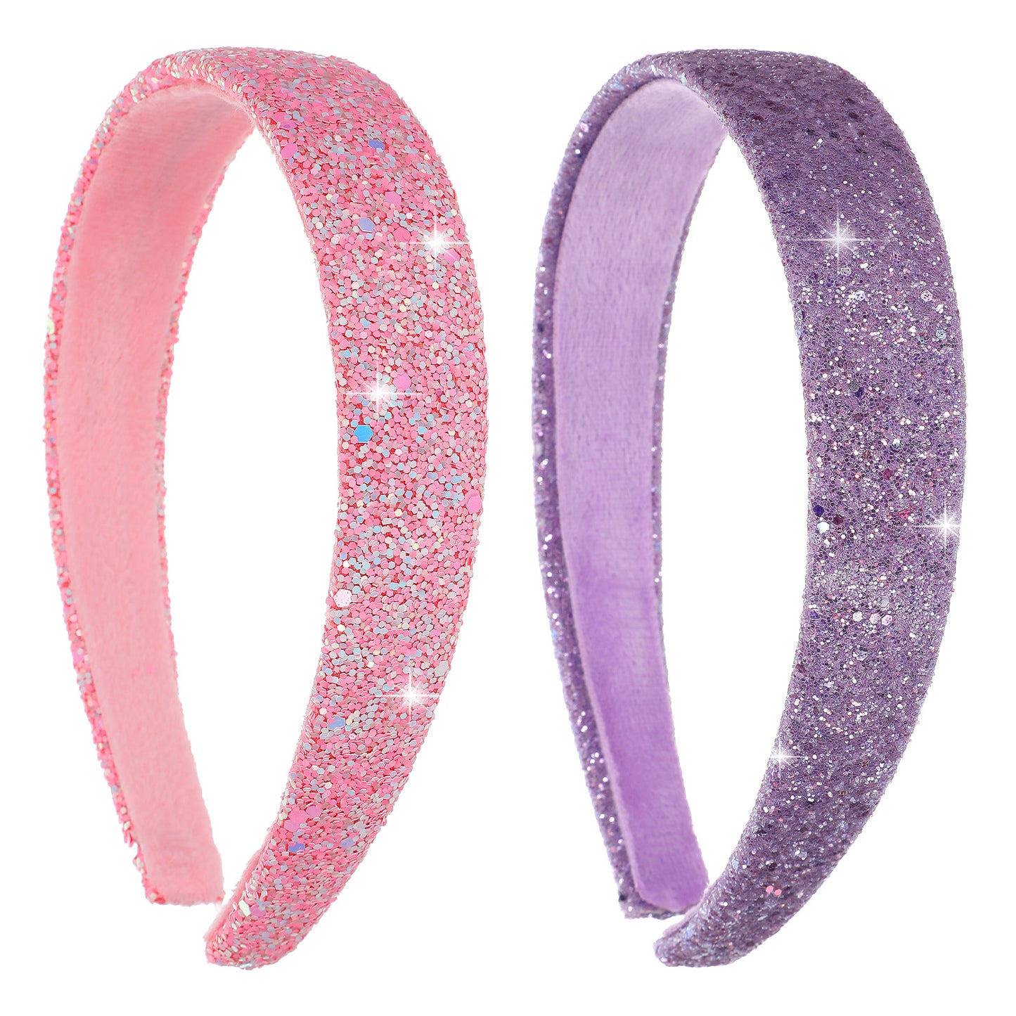 2 Pcs Sparkle Headbands for Girls Wide Sparkly Headbands Cute Non Slip Glitter Pink Violet Hair Band Accessories Fit Women Girl Children Birthday Party Favors Back to School Gifts 5.51 × 4.53 × 1.02 "