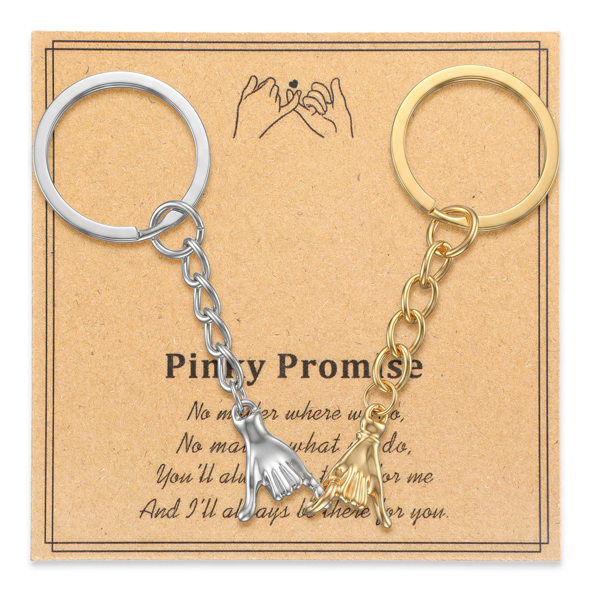 Ouligay 2pcs Pinky Promise Keyring Matching Couple Gift for Boyfriend Best