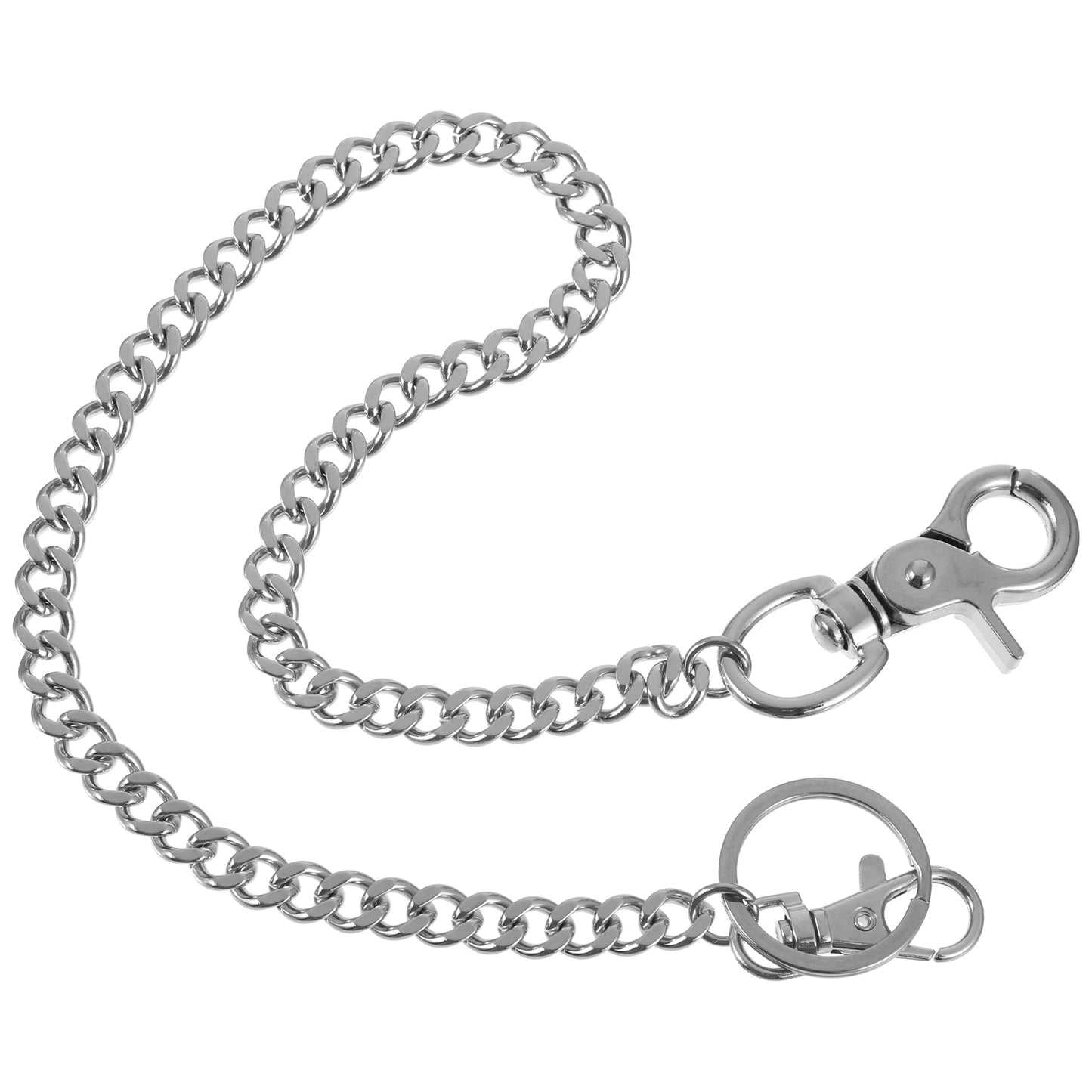 Nogeqi Metal Wallet Chains for Men,Silver Jean Chains with Ring,Heavy Duty Chain for Pants,Punk Keychain,Belt Chain Men for Pants Key Hip Hop Keyholder Trucker Biker Motorcycle(Heavy Texture)