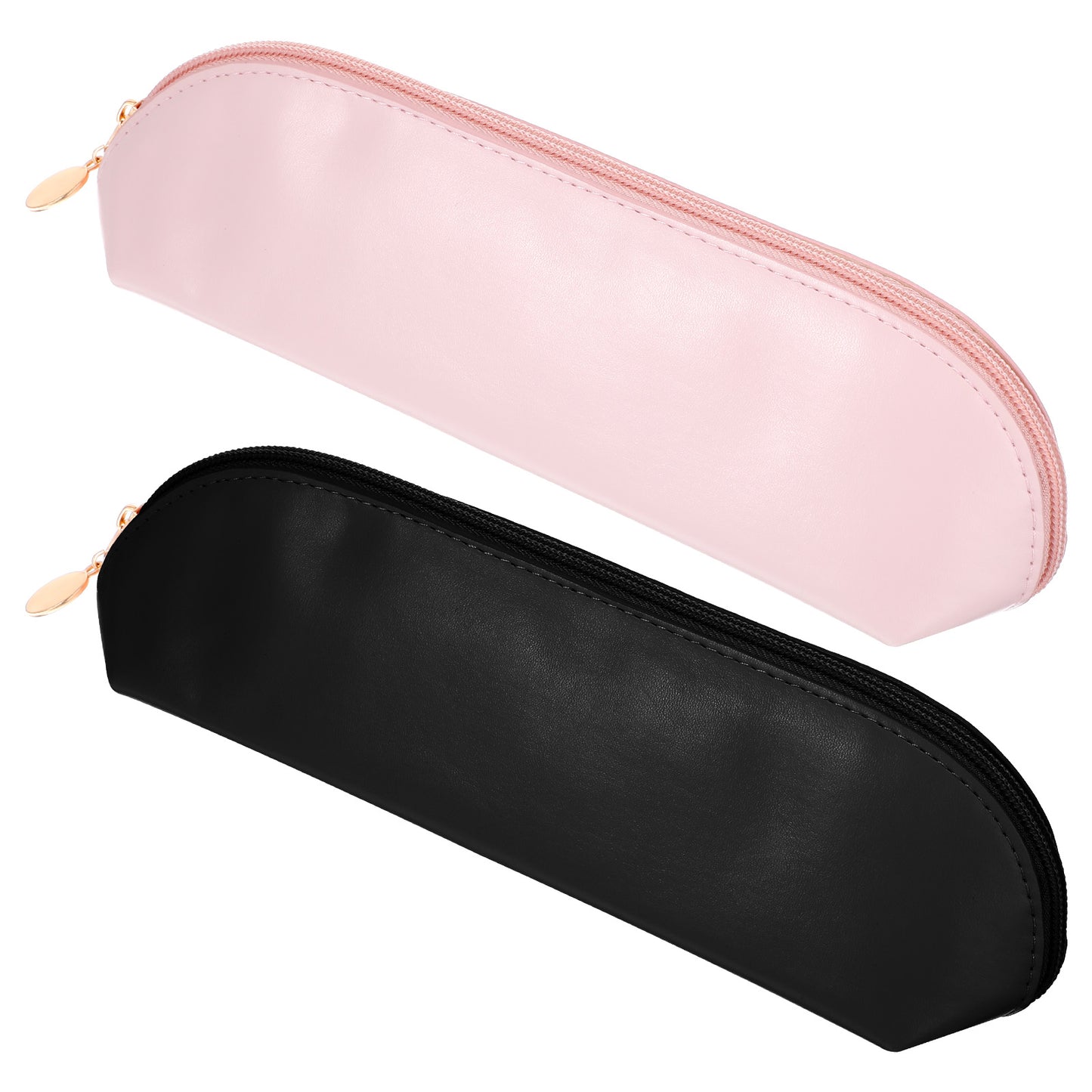 Nogeqi Makeup Brush Travel Holder, Portable Leather Make up Brush Bag for Women, Small Cosmetic Pouch with Zipper for Travel Outdoor(Rose Pink, Black)
