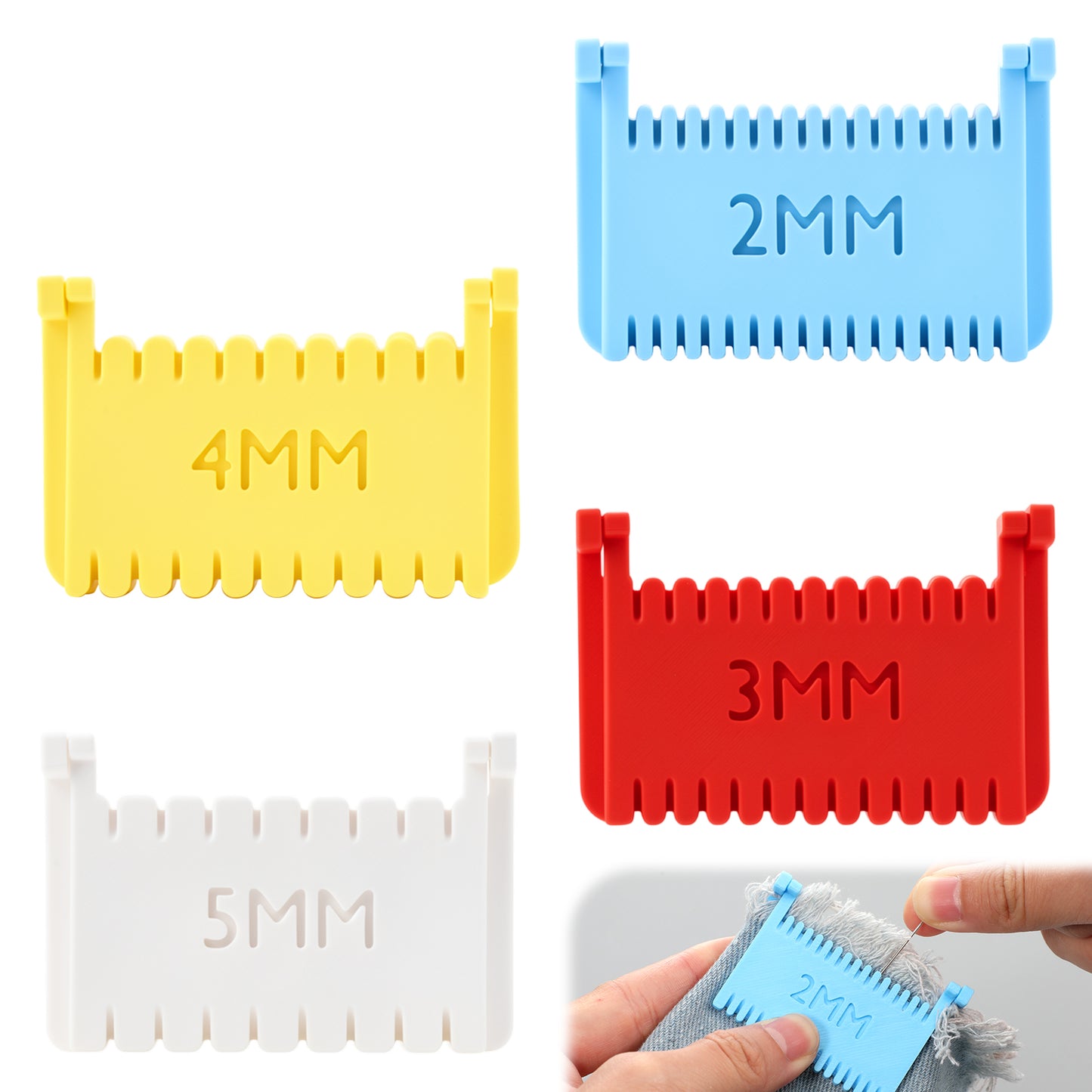 4 PCS Clip-On Sewing Rulers, Hand Edge Stitch Lock & Sewing Gauges