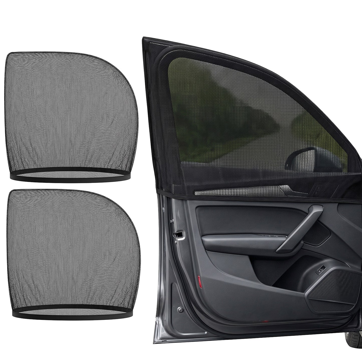 2 Pack Car Window Screens For Camping, Breathable Mesh Car Window Screen Sun Shades Covers For Baby Stretchy Mosquito Net Cover Fit Most Cars, Suvs, And Minivans Anti-Sun Glare Privacy Protection