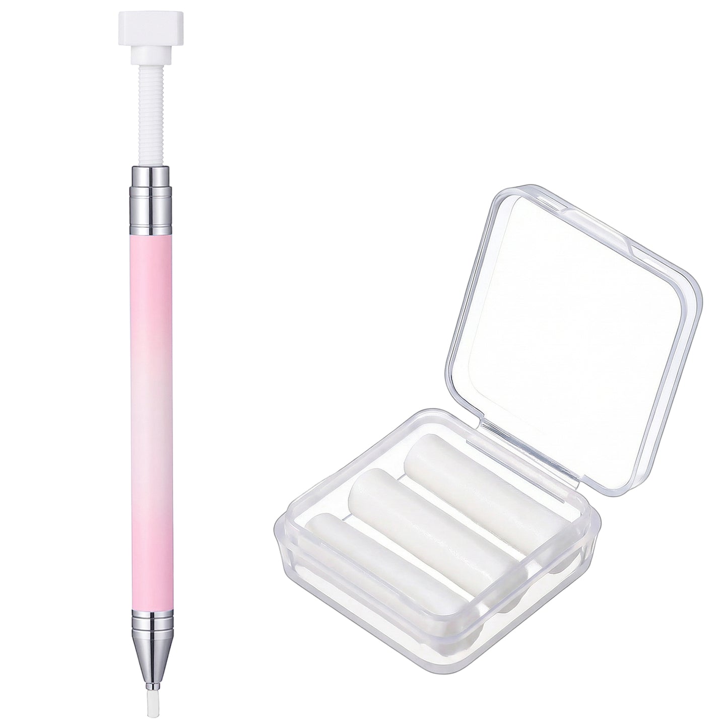 Mabor Diamond Dot Pen, Rhinestone Picker, Diamond Art Refillable Wax Pen with 3Pcs Wax Refills, Rhinestone Pickup Tool for Nail Design and Art Dotting Painting Accessories, Pink
