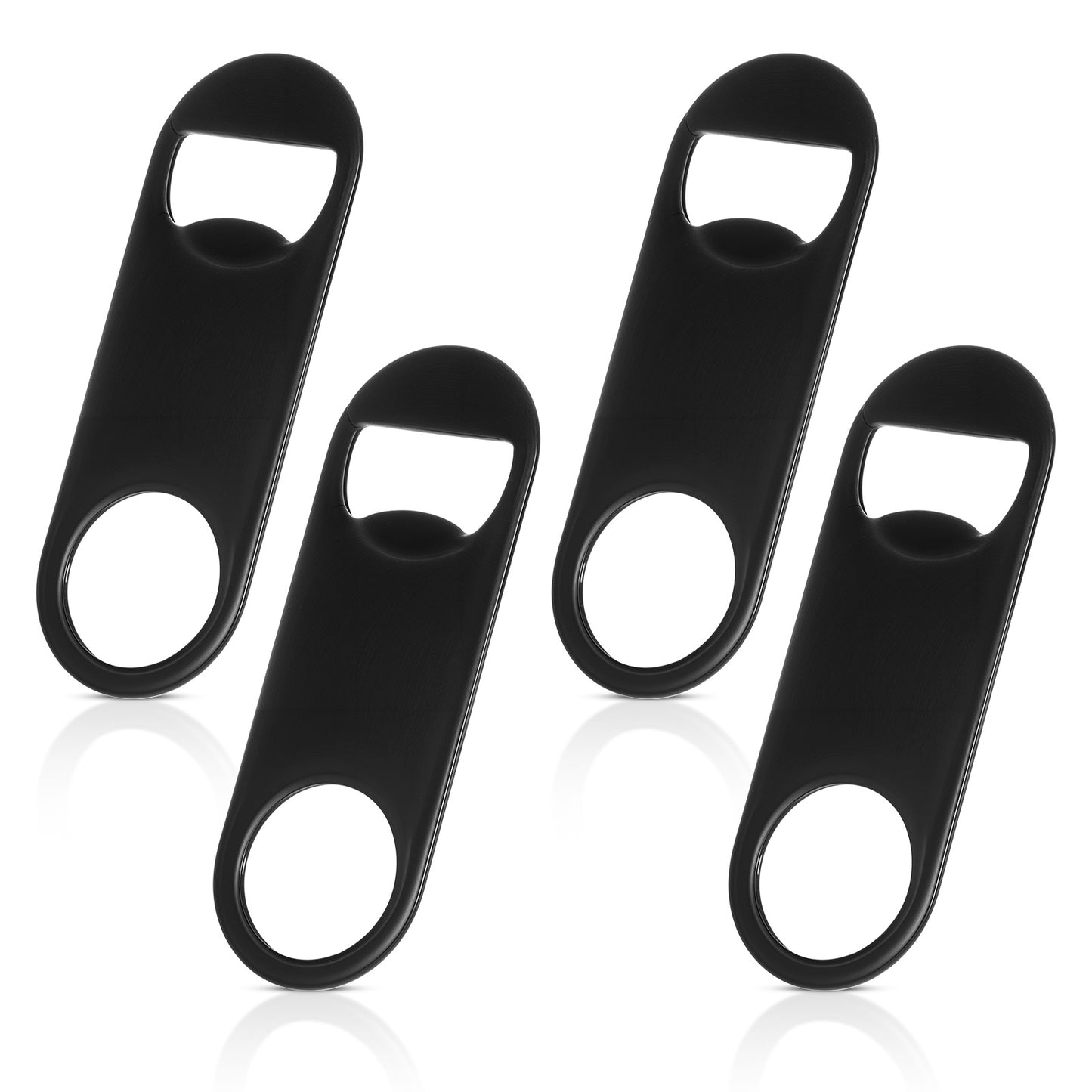 Nogeqi 4PCS Stainless Steel Beer Opener, Heavy Duty Beer Bottle Opener, Professional Bar Key for Bartenders and Home Bars, Rust Free, Dishwasher Safe (Black)