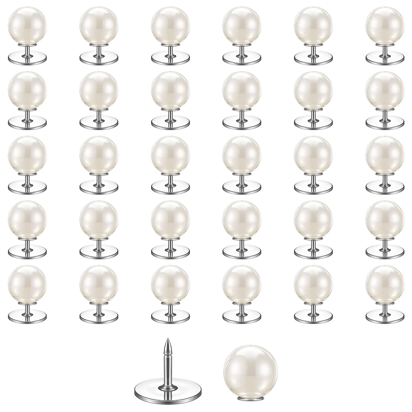 30 Sets Ymapinc No Sew Pearl Buttons, Removable Pearl Brooch Pins Modesty Pins Reusable Multipurpose Button Pin for Shirts Dresses Sweaters Suspenders Bustle Clips for Wedding Dress Train