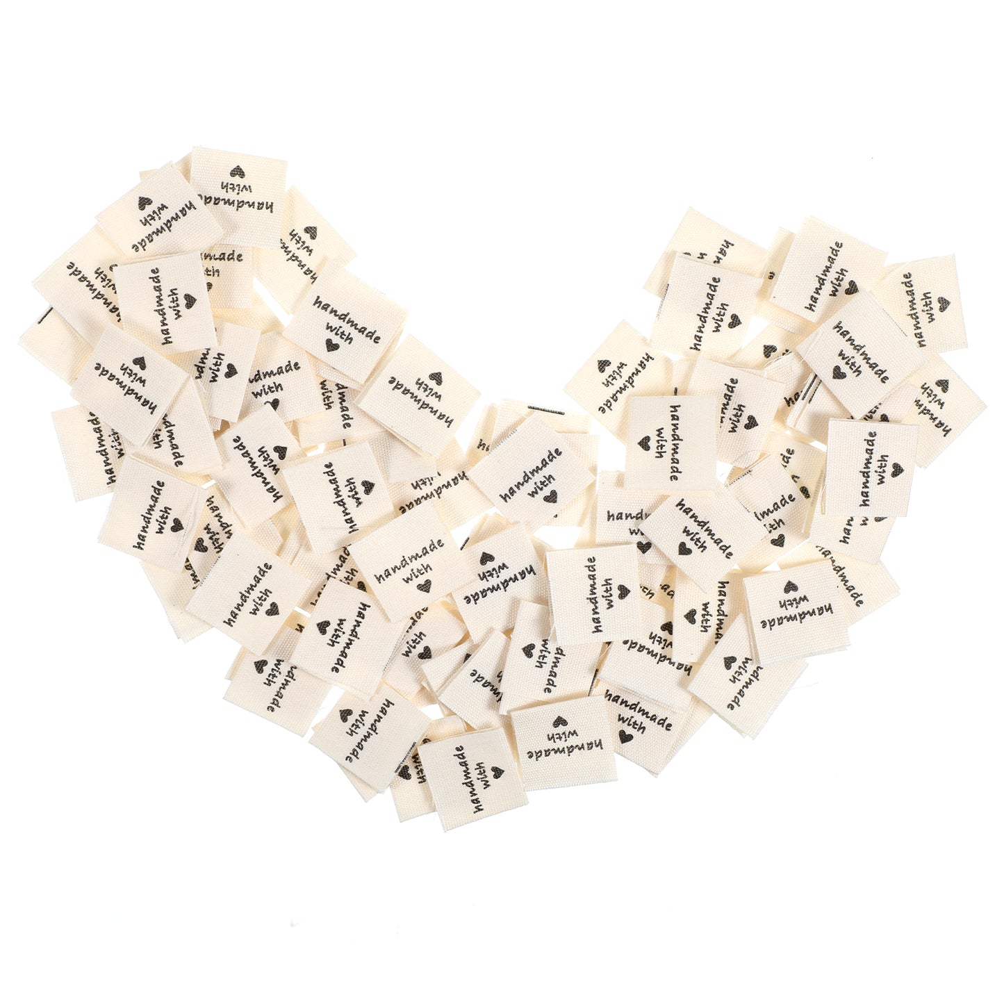 Ymapinc 100 Pcs Handmade Labels, Made with Love Labels, Sewing Labels for DIY Crafts Knitting Crocheting Sewing Fabric Labels, Handmade with Love Stickers (4x2cm, Beige)