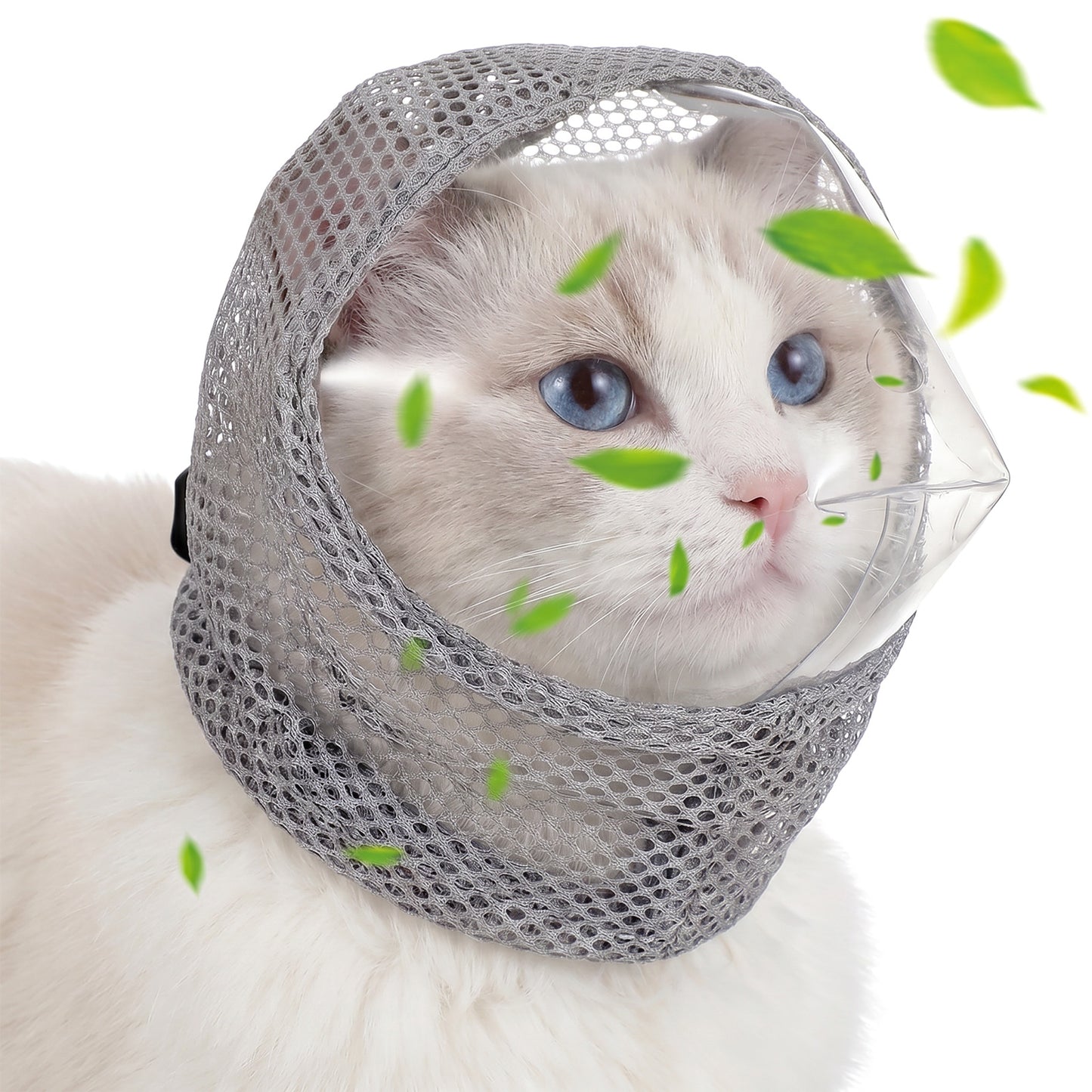 Xindojuz 1 PCS Adjustable Cat Muzzle for Grooming, Breathable Cat Pet Head Cover, Transparent Anti-Bite Cats Mask Helmet for Nail Trimming Bathing Vet Visits (S Size, 11.02 inches / 28 cm)