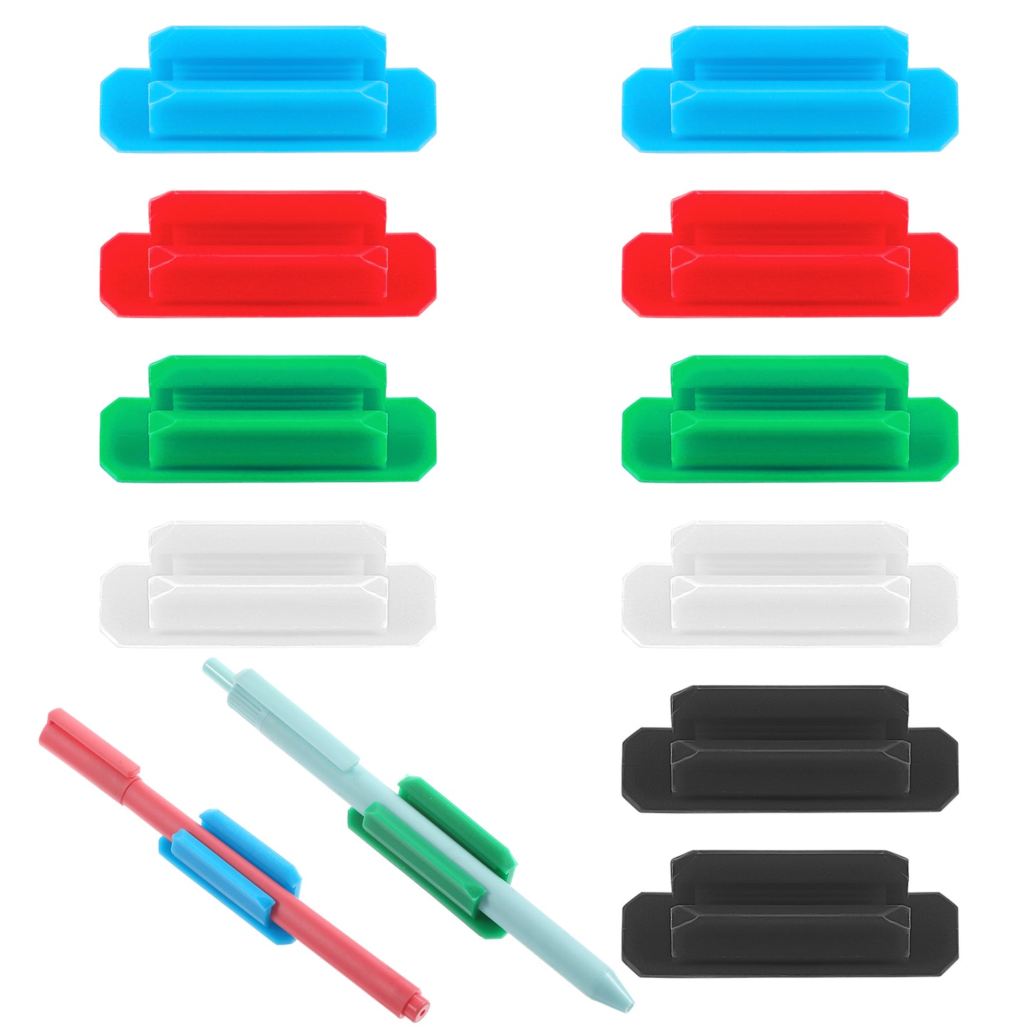 Ymapinc 10Pcs Pen Holder for Clipboard Single Pen Holder Silicone Adhesive Pencil Holder for Student Kids Desk Stick on Marker Holder for School Office Classroom Desk Accessories