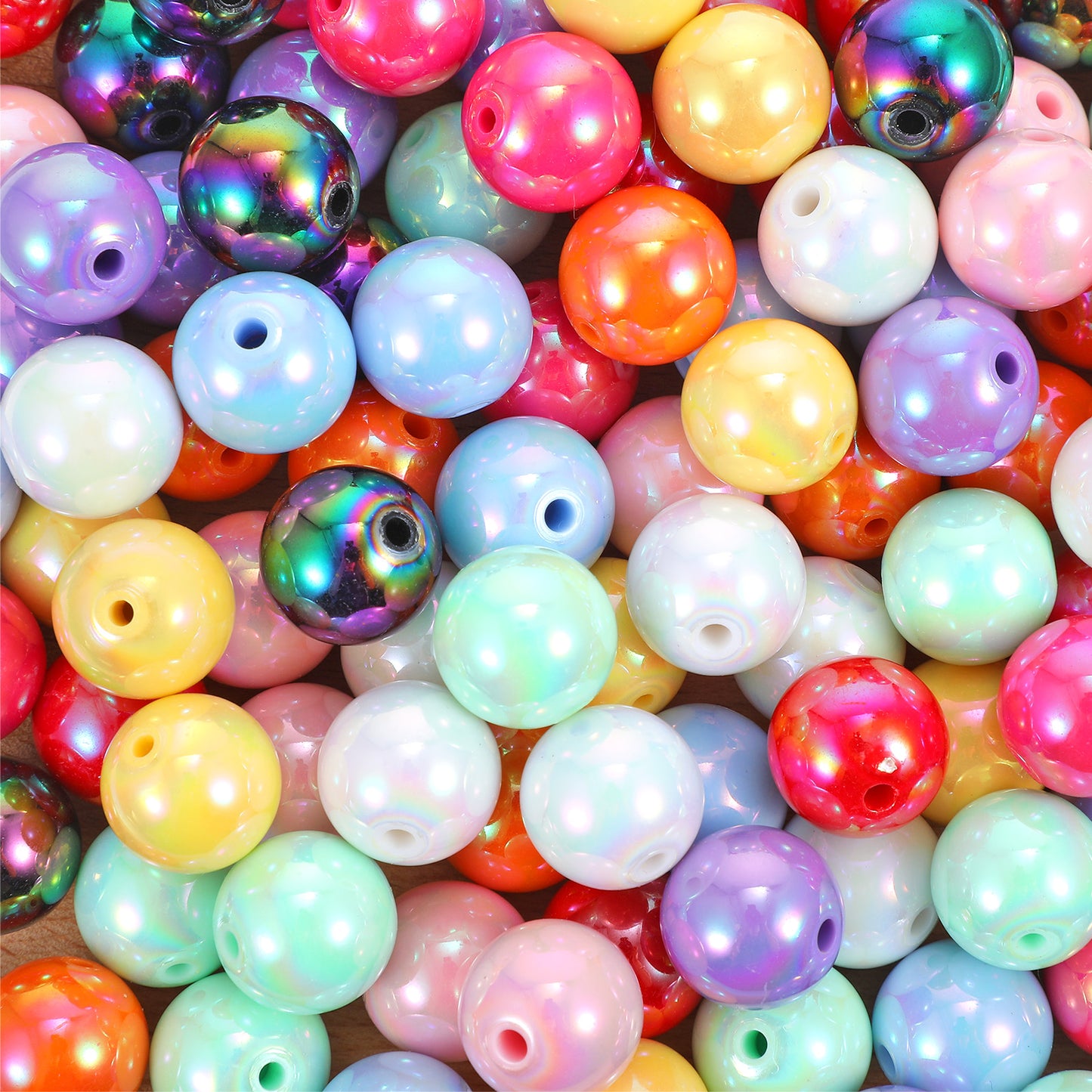 100 PCS Acrylic Beads for Beadable Pens, Rainbow Round Chunky Beads for DIY Jewelry Making, Beaded Pen Supplies, Crafting Projects