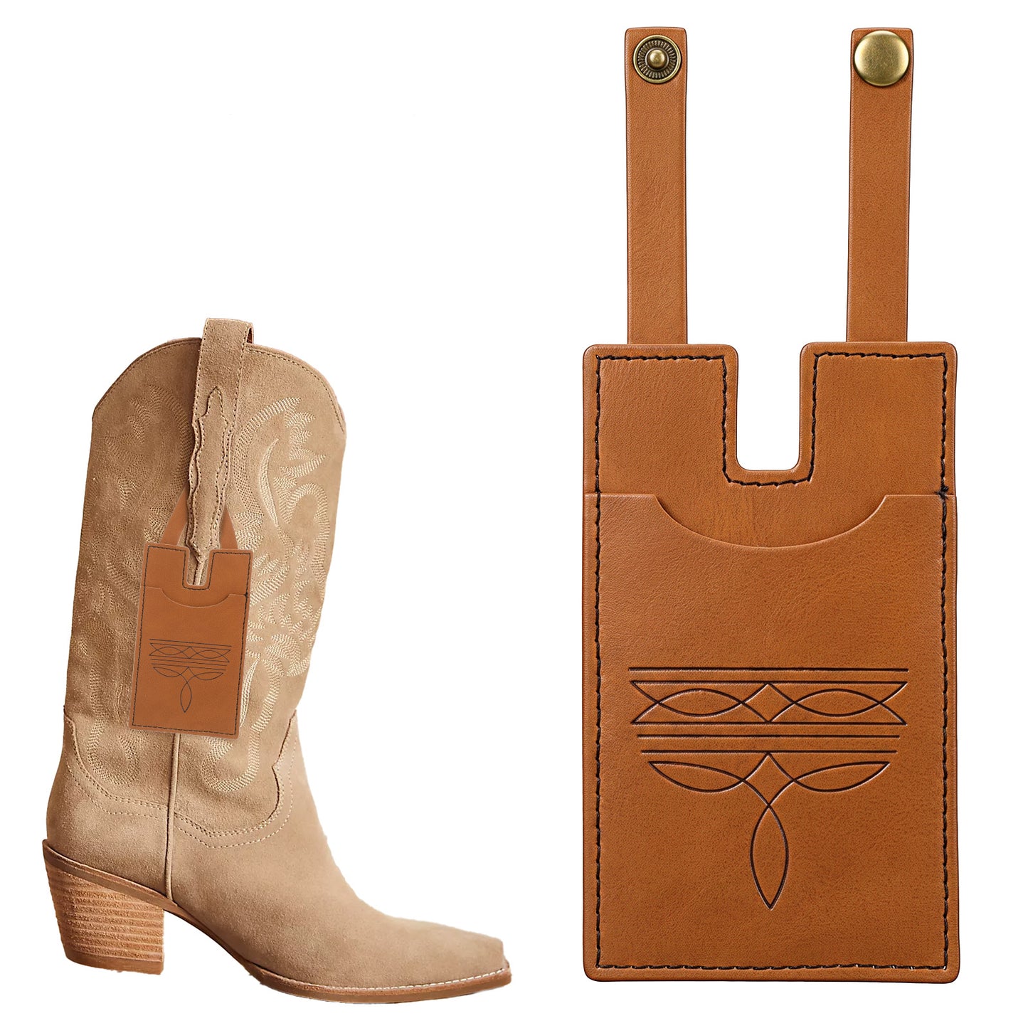 Sorcristy Western Boot Wallet for Women Leather Wallets with Snap Credit Card Holder Compact Boot Wallet Westem Walet Insert for Rodeo Concerts Pub Country Style (Light Brown)