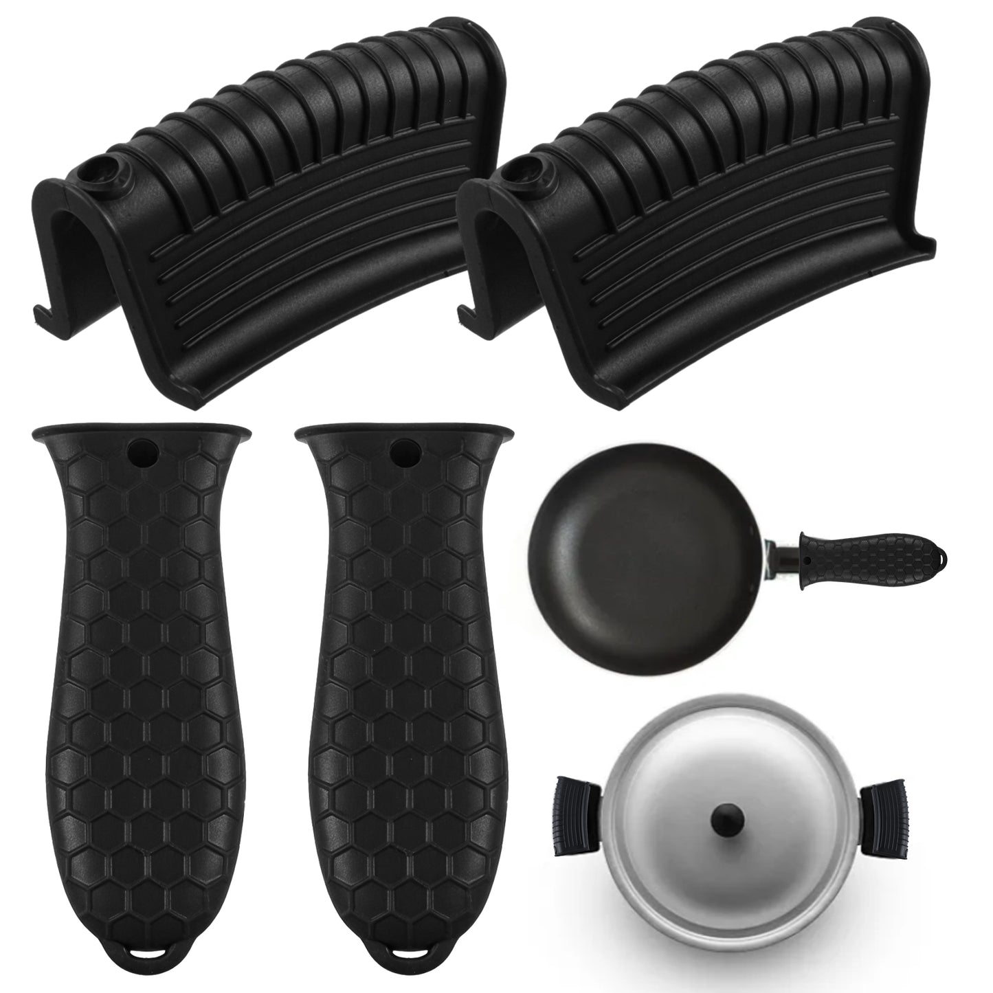 4 Pcs Cast Iron Handle Cover Silicone Pot Handle Cover Pan Handle Sleeve Heat Resistant Assist Pan Handle Sleeve Non-Slip Pot Handle Covers Kitchen Cookware Accessories For Cast Iron Skillet Metal Pan