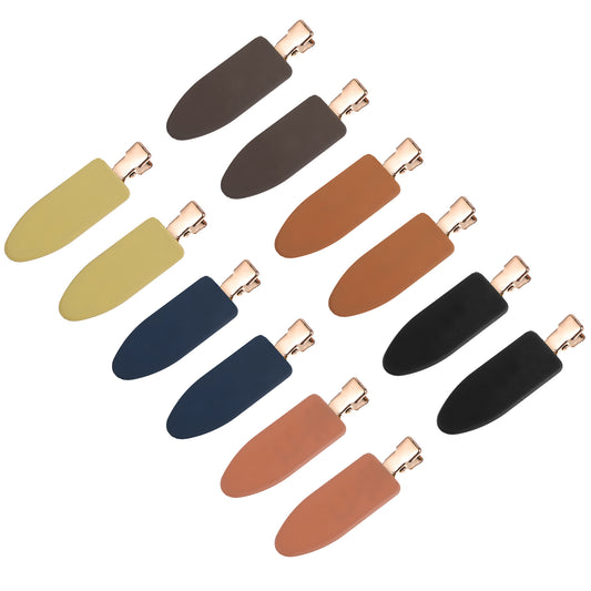 Xinjoduz 12 PCS No Bend Hair Clips, 2.4 Inch Makeup Hair Clips, Resin Styling No Crease Pin Curl Clips, Flat Hair Clip for Salon Hairdressing Bangs Waves Woman Girls(6 Colors)