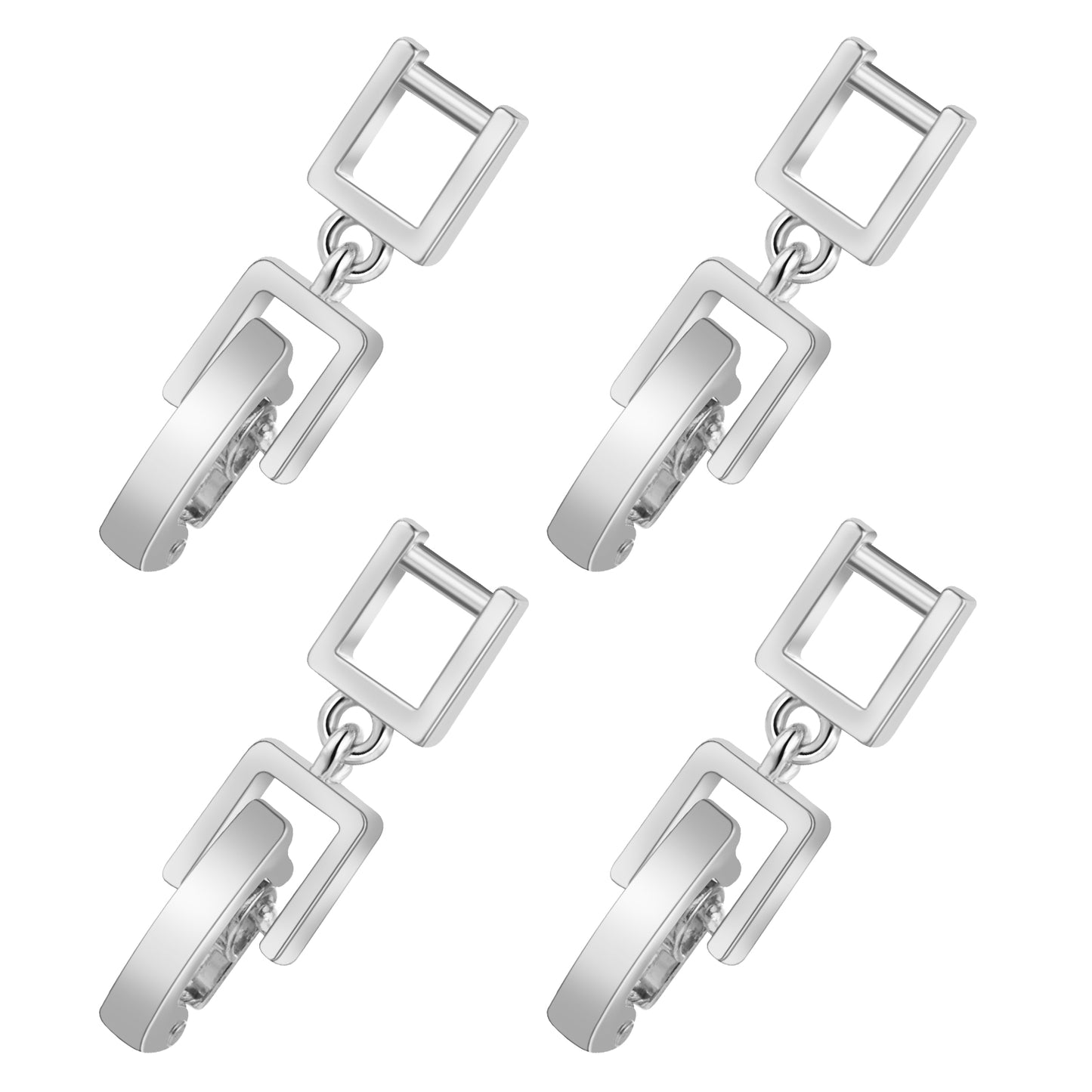 Mabor 4Pcs Silver Necklace Extender Foldover Necklace Extensions Jewelry Clasps for Bracelet Anklet Fold Over Bracelet Extender Clasp for Jewelry Making DIY Crafts